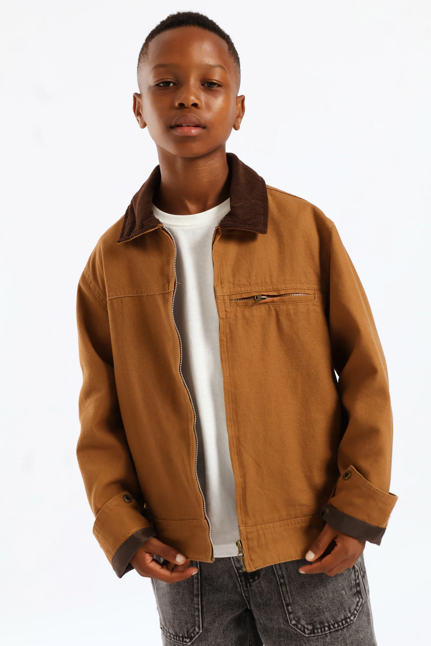 Boys Twill Barn Jacket - Tan - Image 3