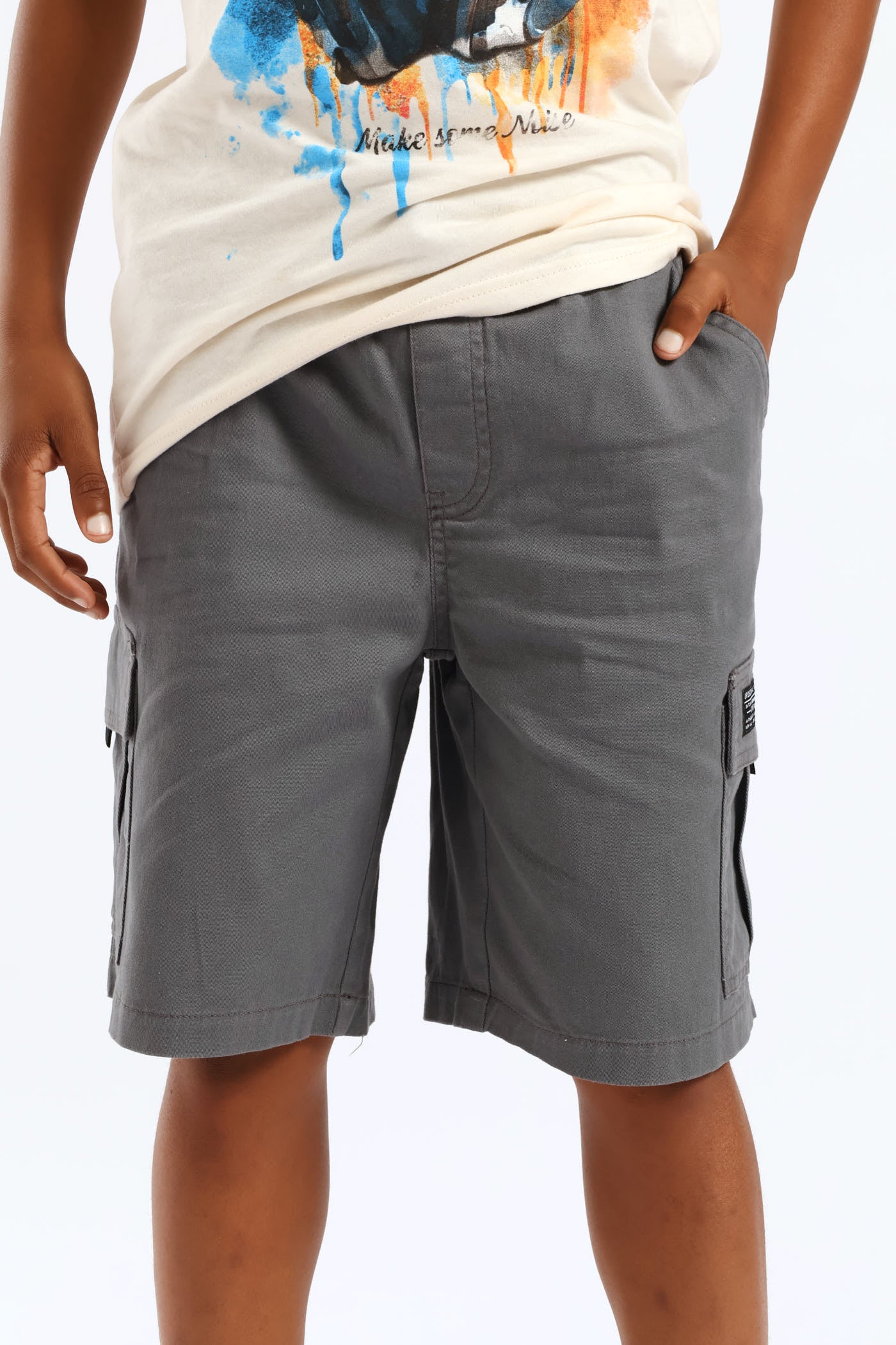 Boys Twill Cargo Short - Grey - Image 3