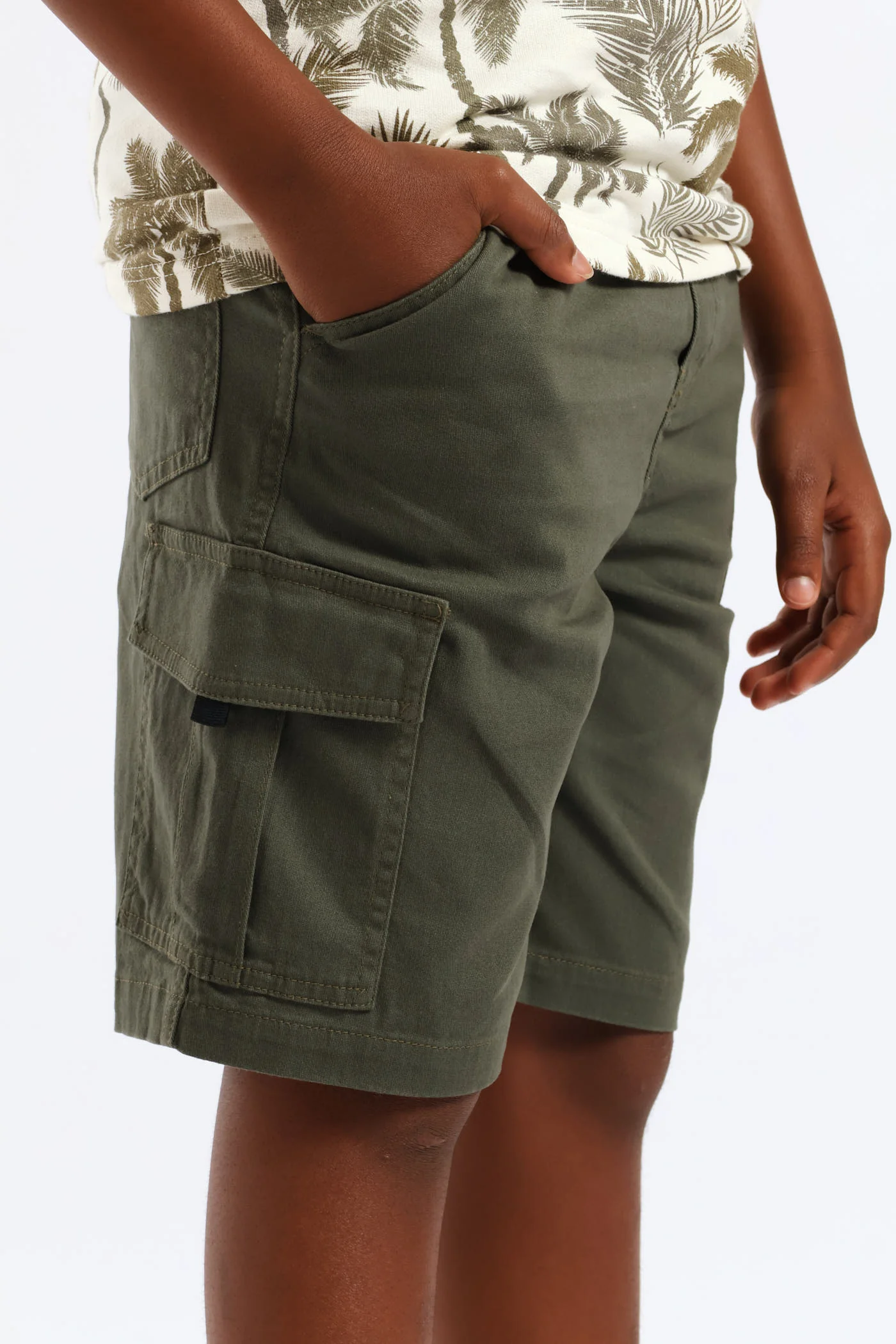 Boys Twill Cargo Short - Olive - Image 2