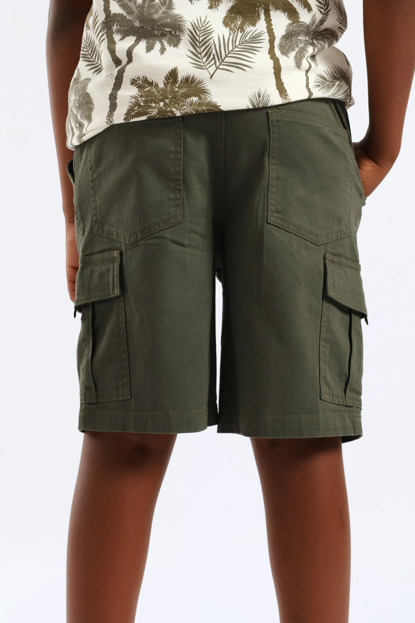 Boys Twill Cargo Short - Olive - Image 3