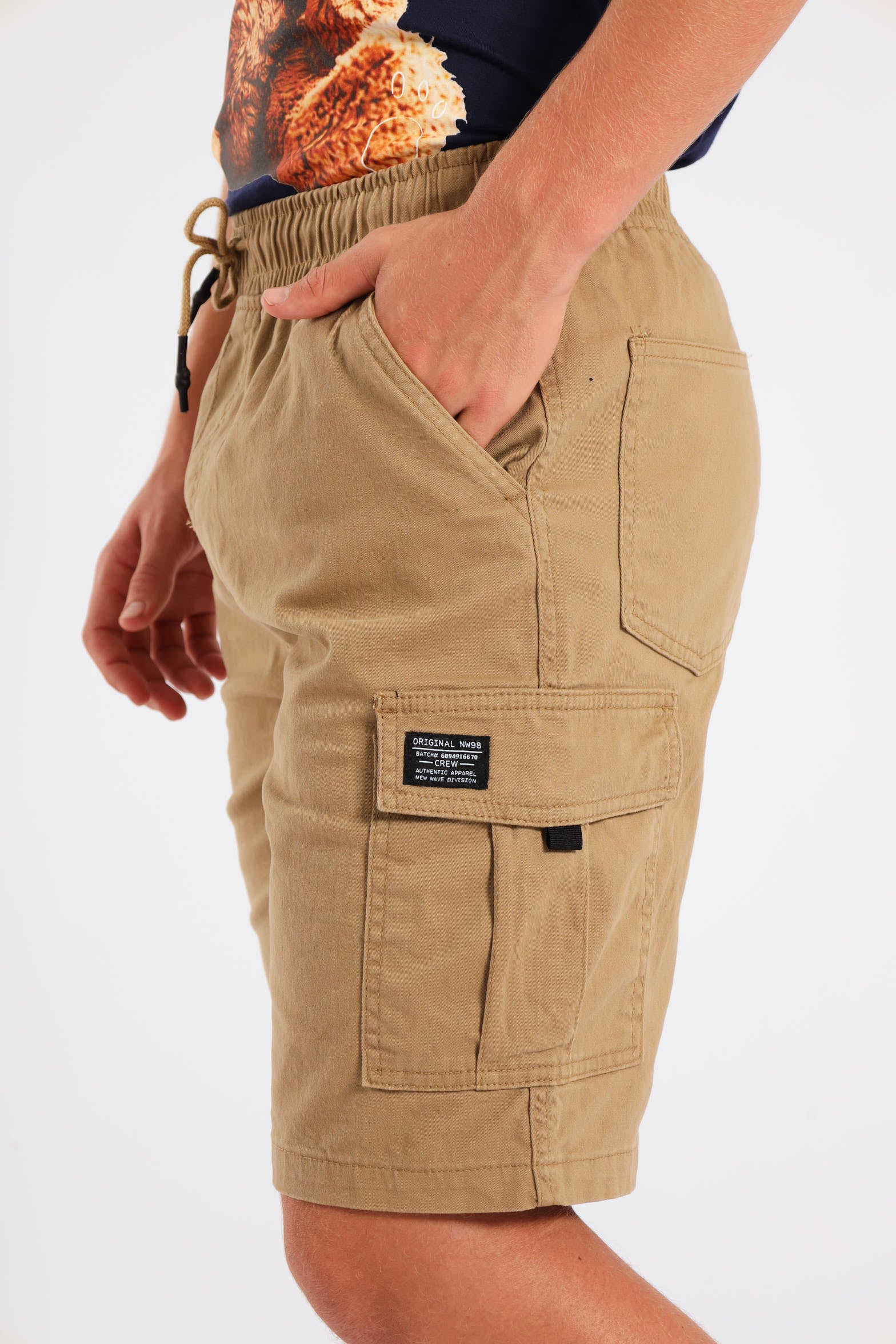 Boys Twill Cargo Shorts - Stone - Image 3
