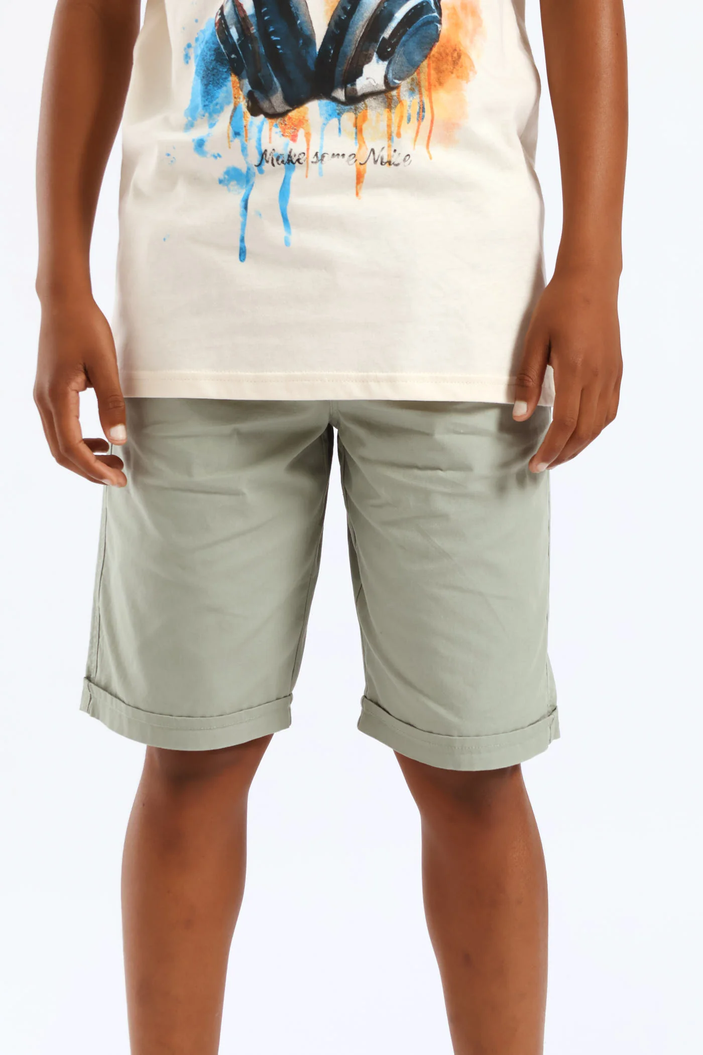 Boys Twill Pull On Short - Sage - Image 3