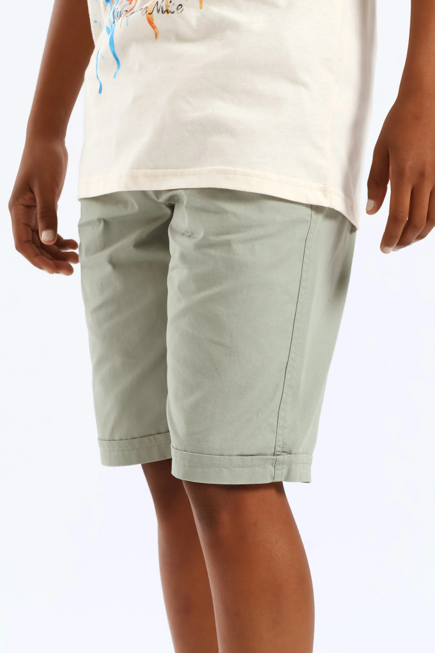 Boys Twill Pull On Short - Sage - Image 4