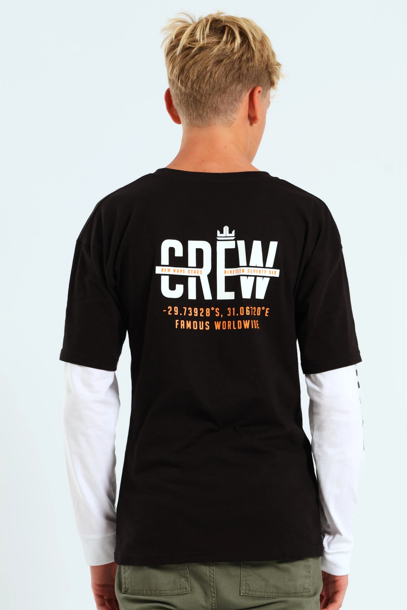 Boys Twofer Front & Back Tee - Black/White - Image 2