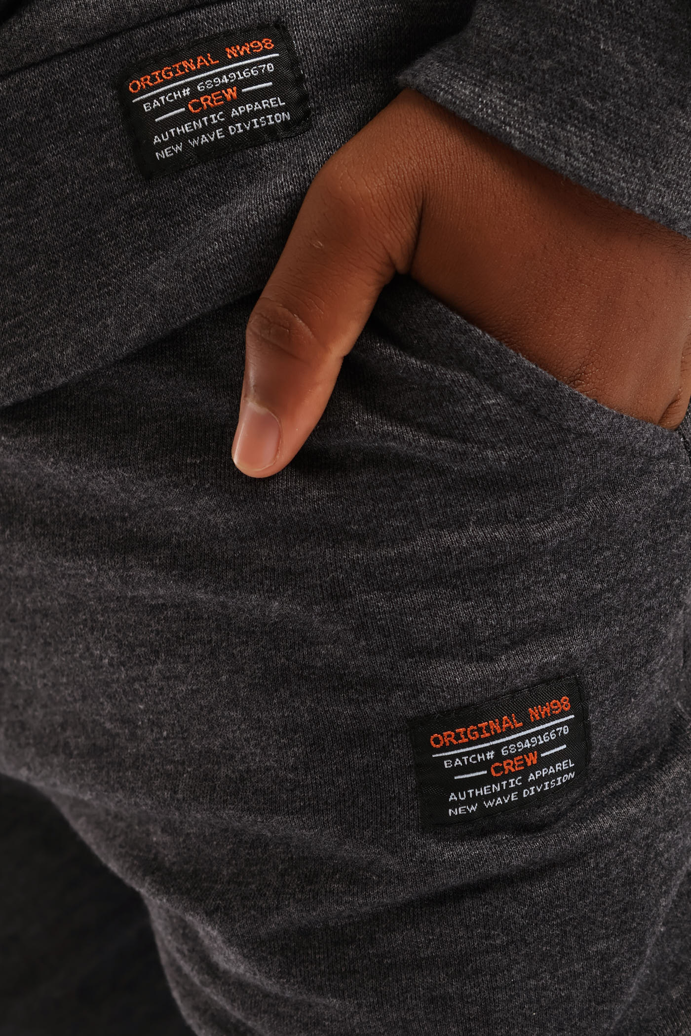 Boys Unbrushed Fleece Jogger - Charcoal Melange - Image 2
