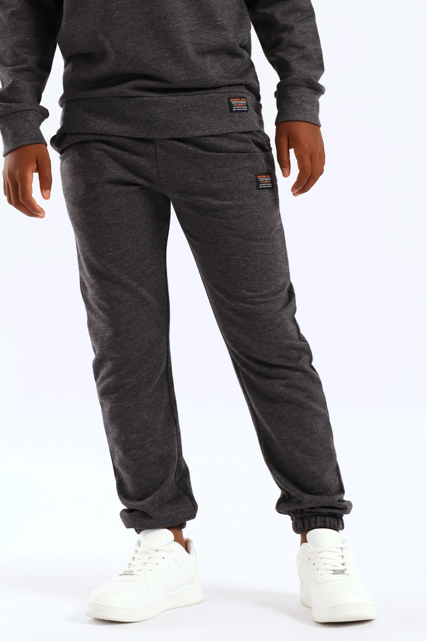 Boys Unbrushed Fleece Jogger - Charcoal Melange - Image 3
