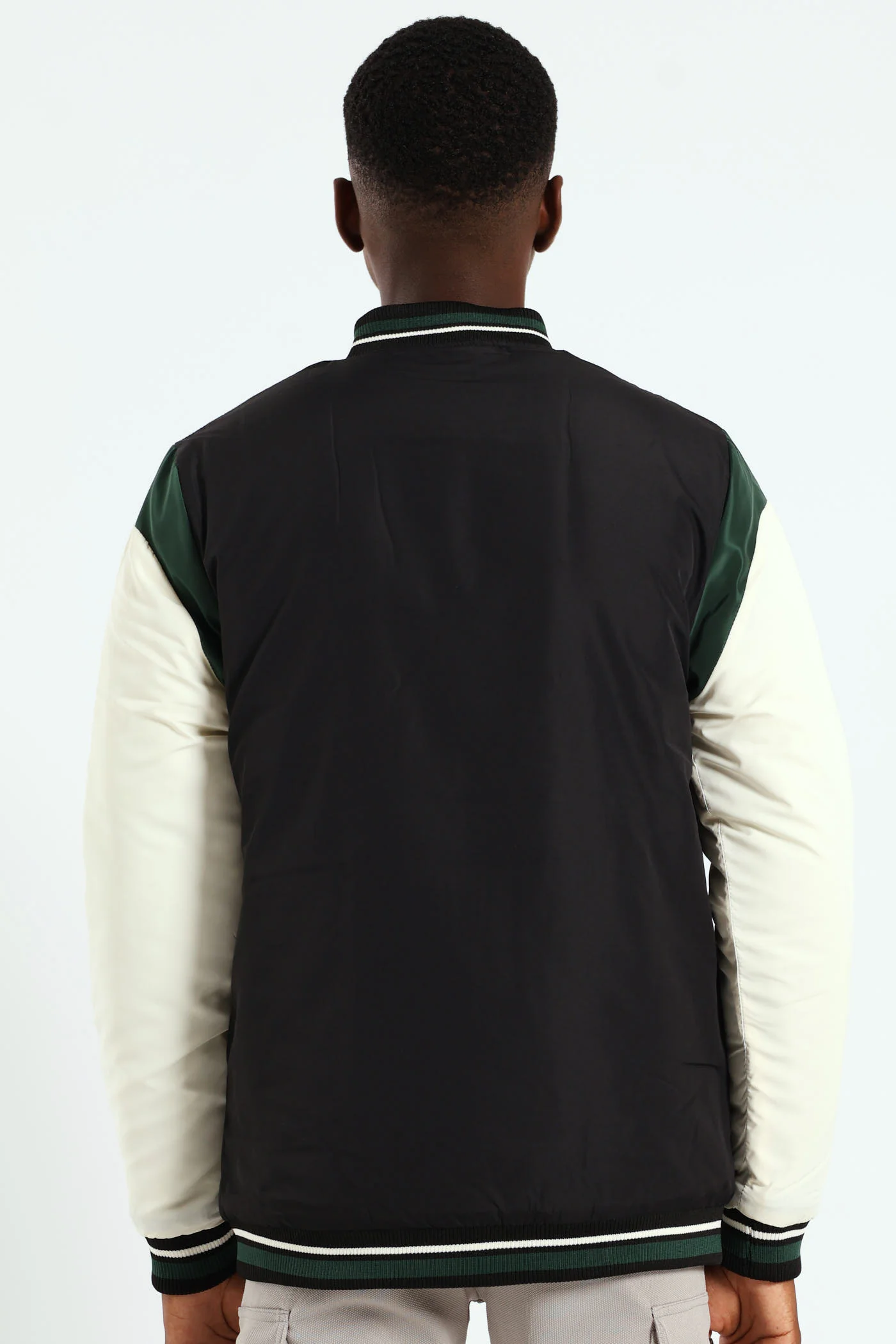 Boys Varsity Nylon  Bomber Jacket - Black - Image 4