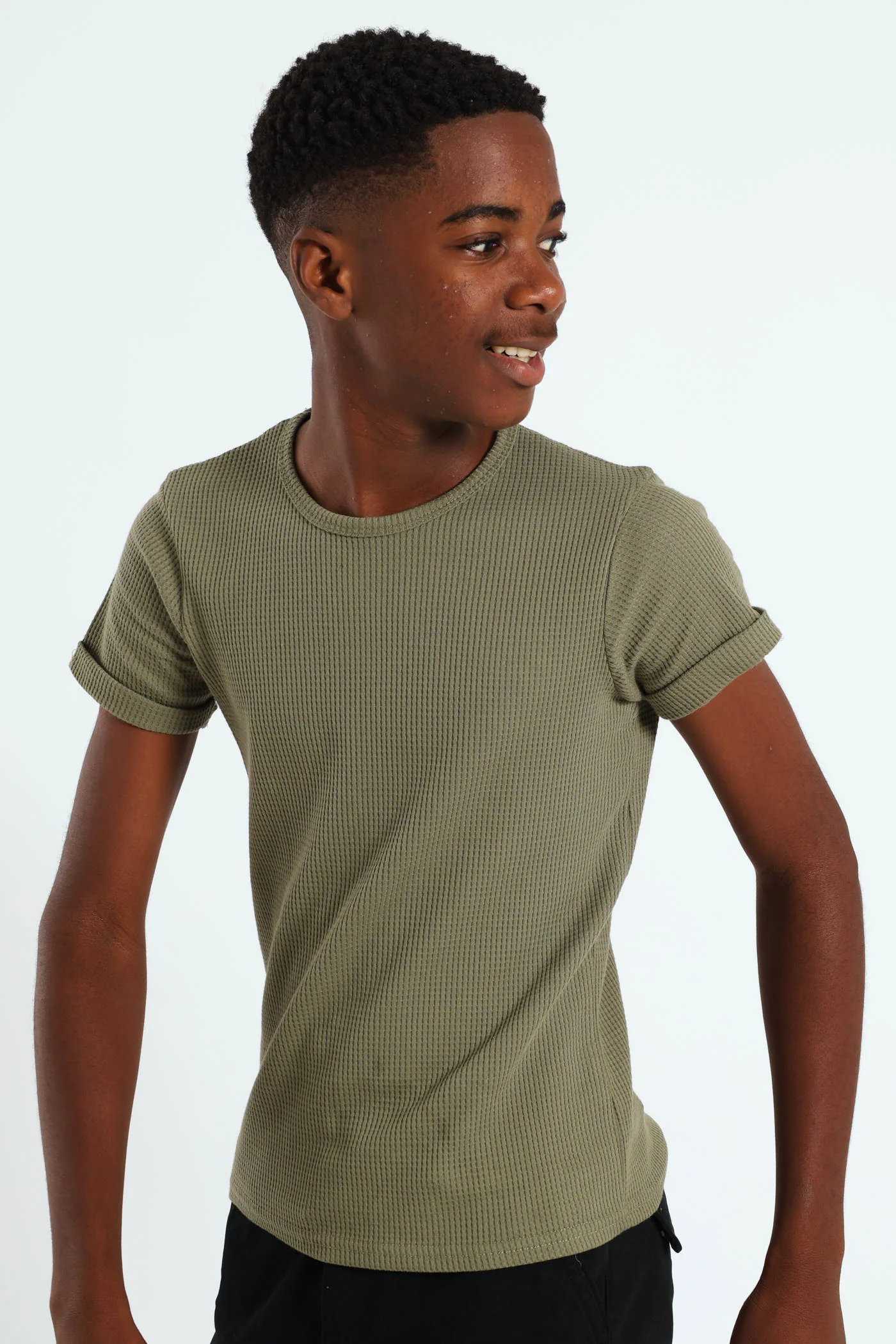 Boys Waffle Tee - Fatigue - Image 2