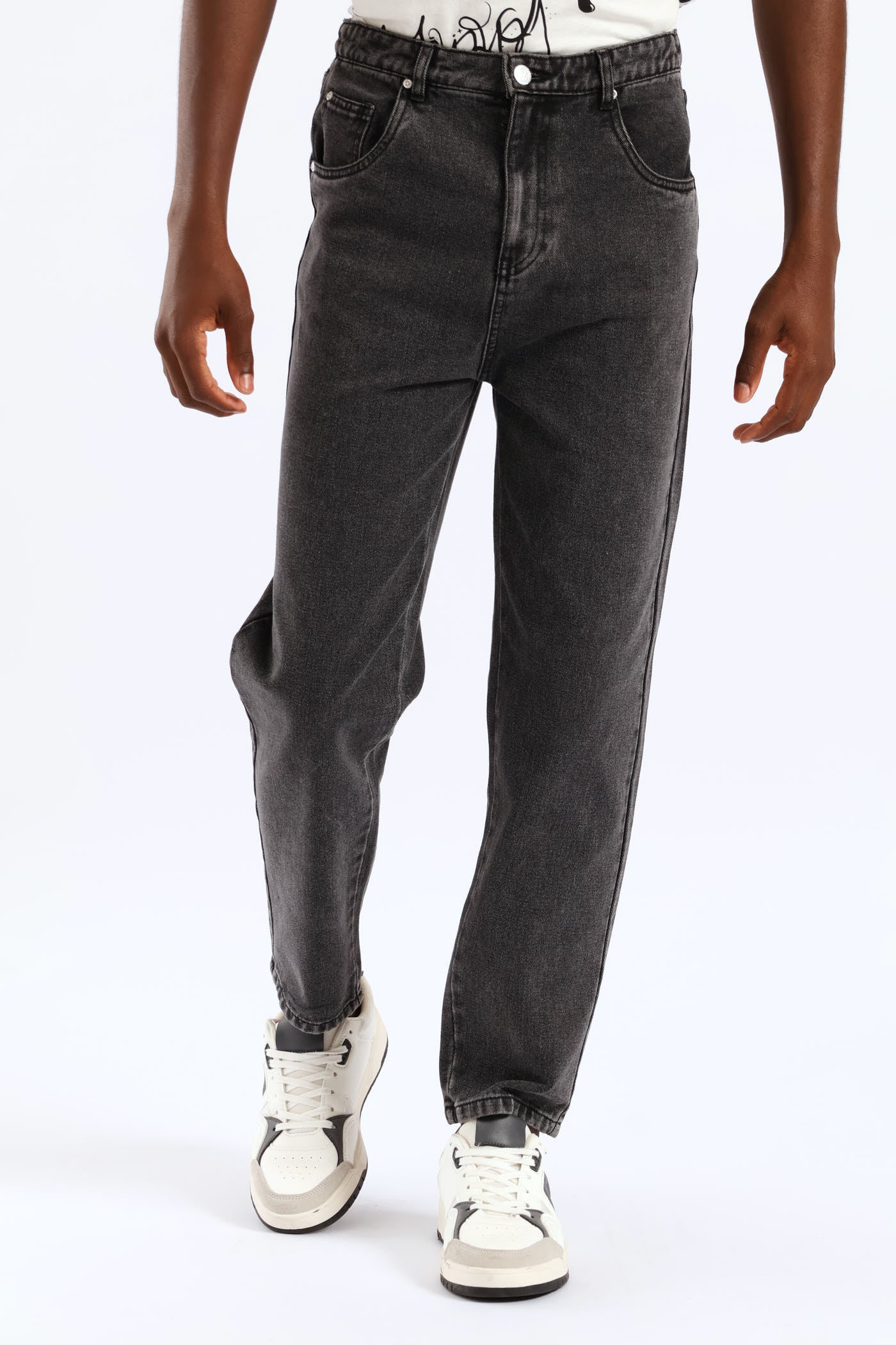 Boys Washed Bull Denim Loose Pant - Black - Image 2