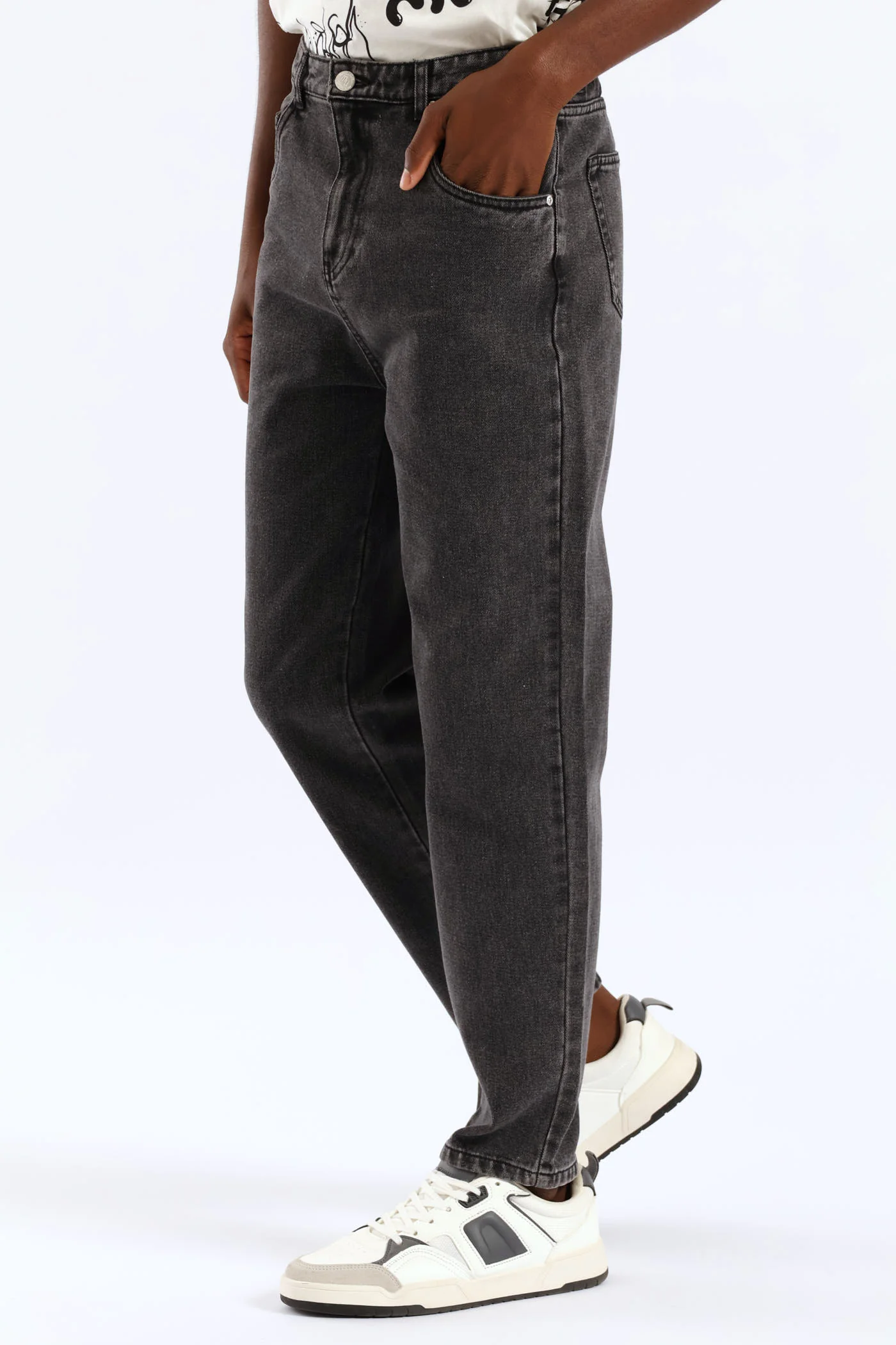 Boys Washed Bull Denim Loose Pant - Black - Image 3