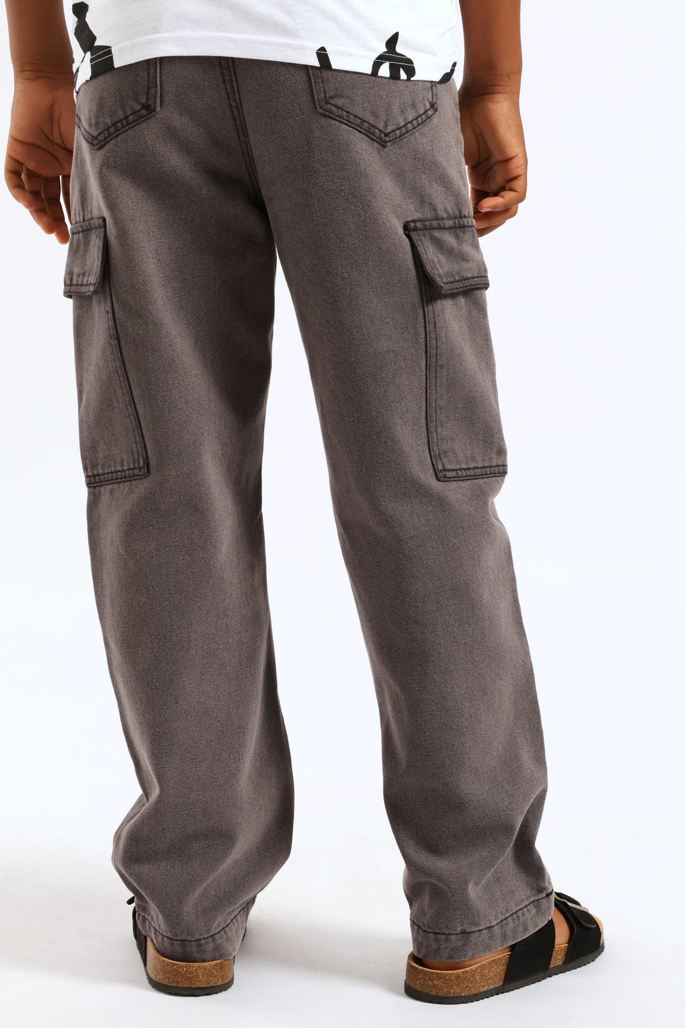 Boys Washed Denim Baggy Cargo Jean - Image 5