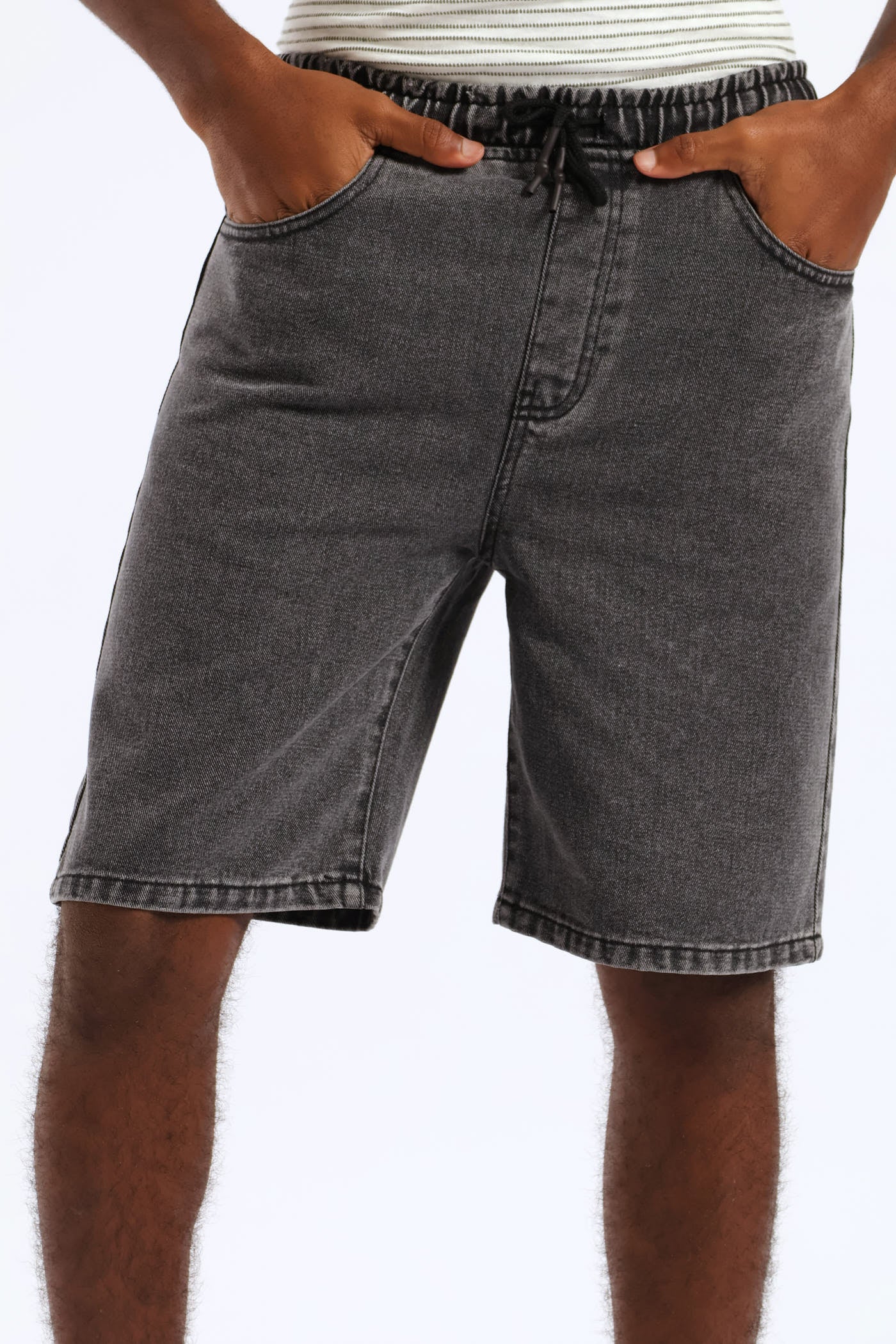 Boys Washed Denim Pull On Walkshort - Black - Image 2