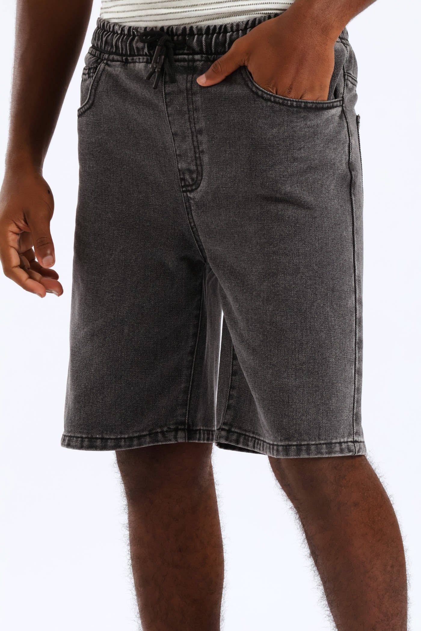 Boys Washed Denim Pull On Walkshort - Black - Image 3