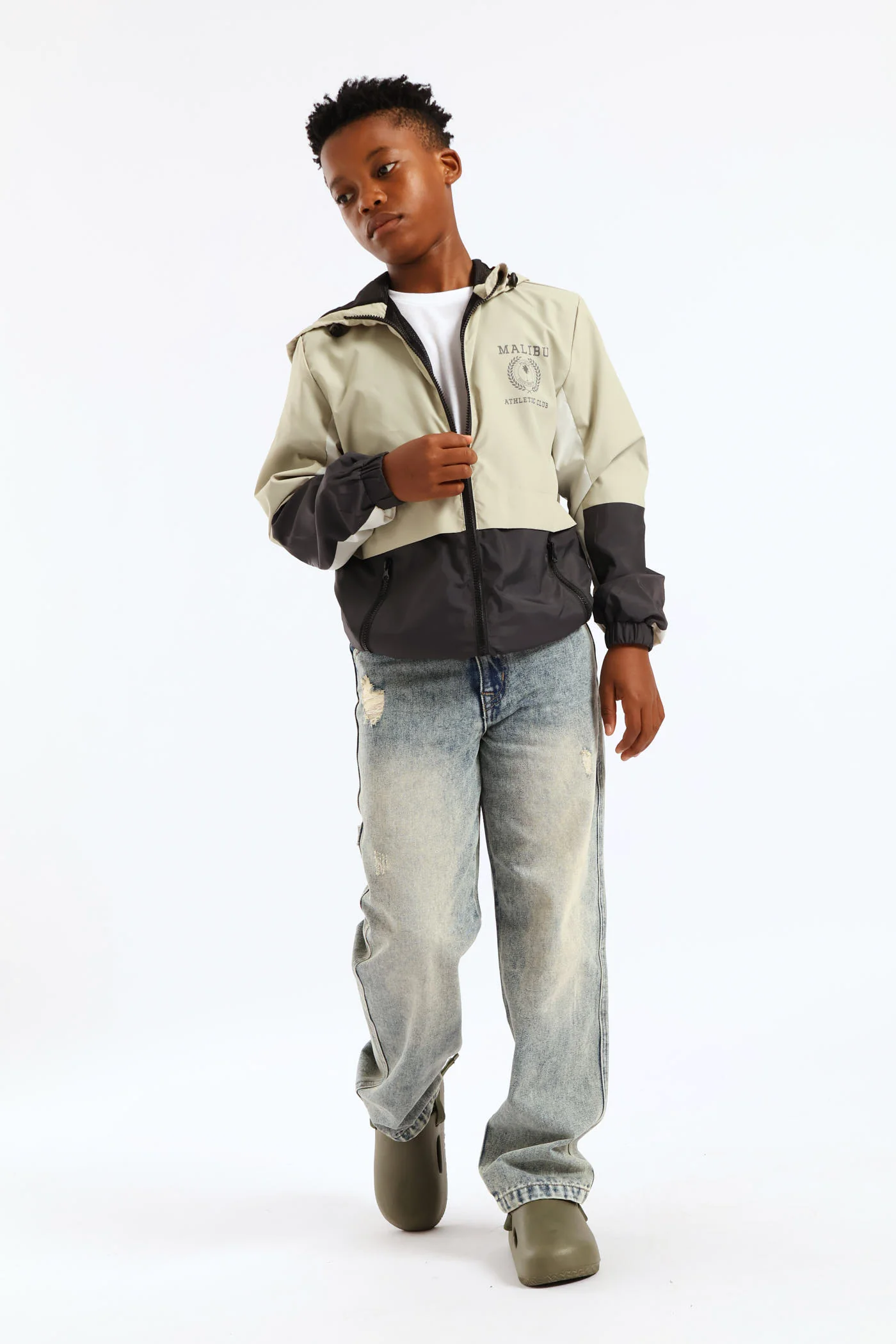 Boys Windbreaker - Charcoal/Olive - Image 6