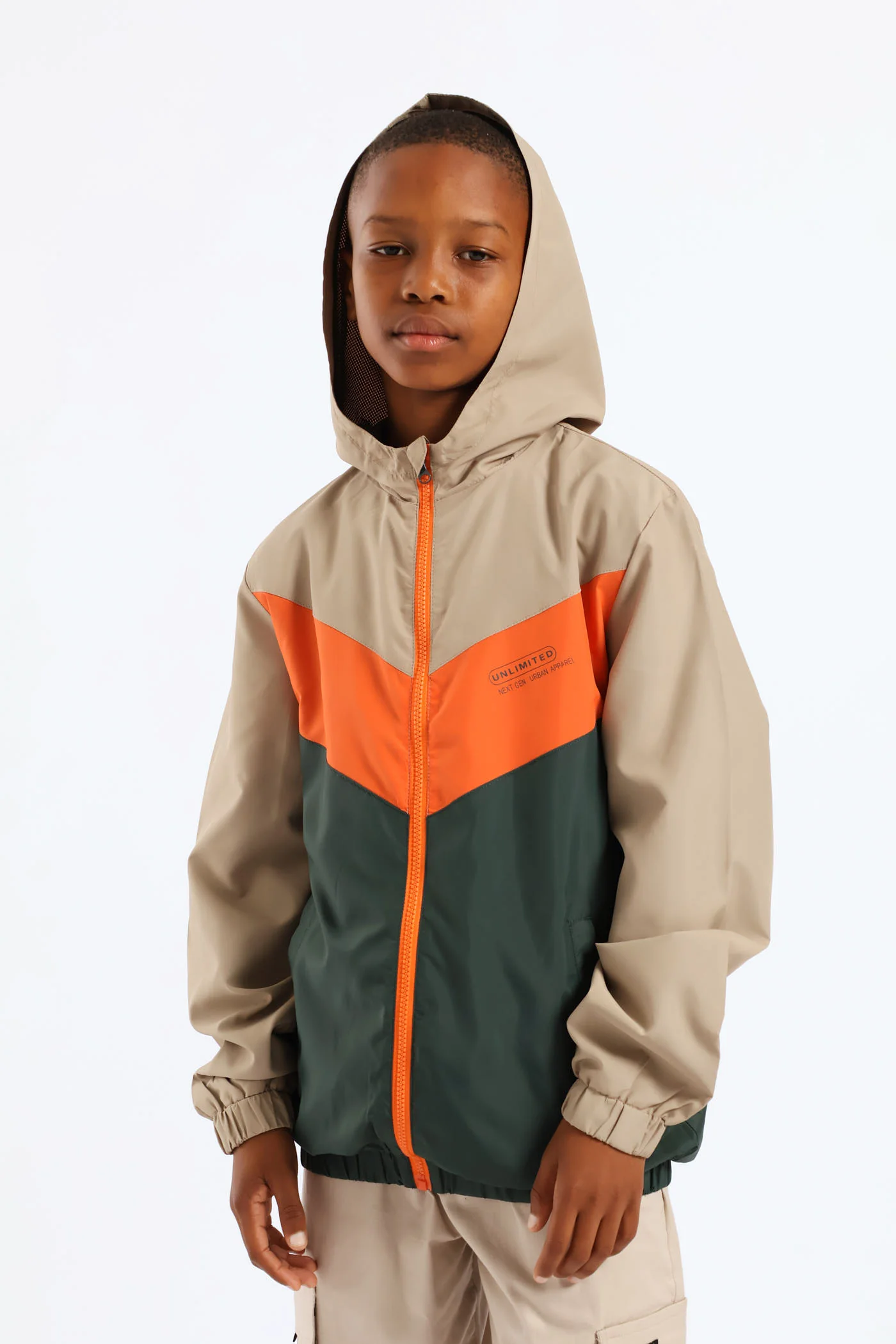 Boys Windbreaker - Green/Coral - Image 2