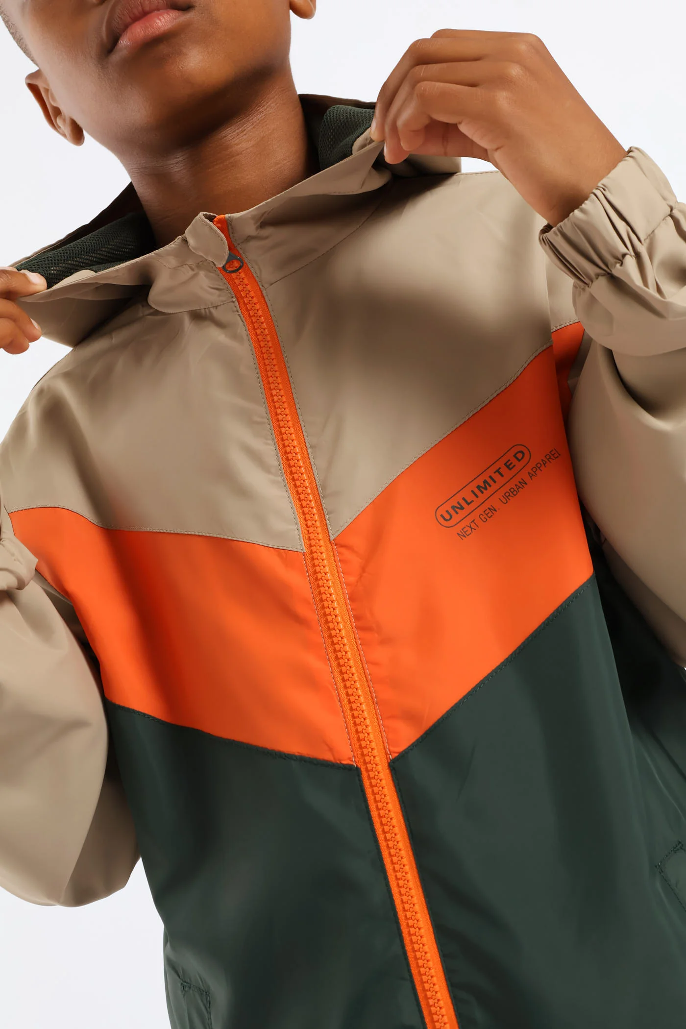 Boys Windbreaker - Green/Coral - Image 3