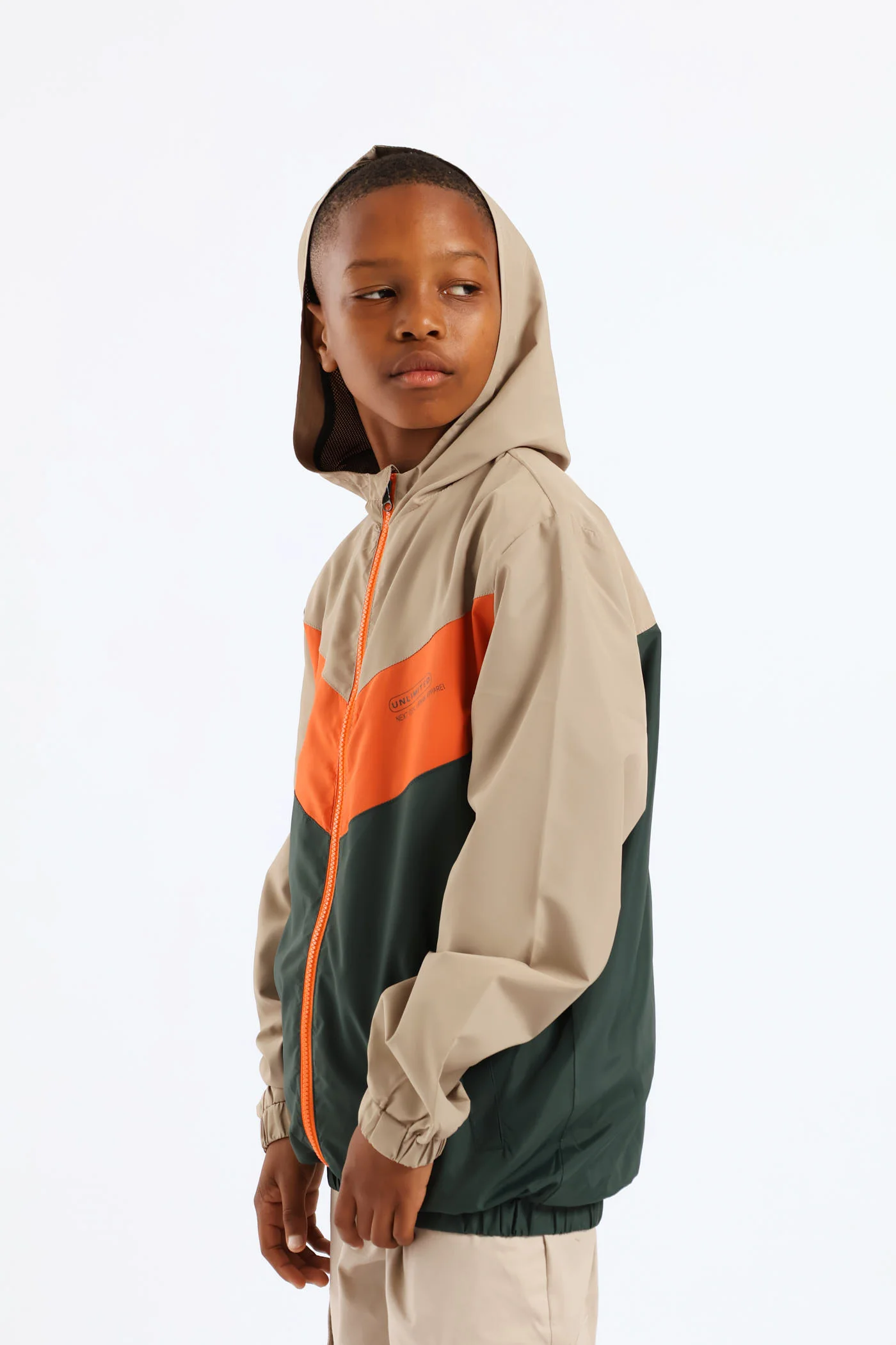 Boys Windbreaker - Green/Coral - Image 4