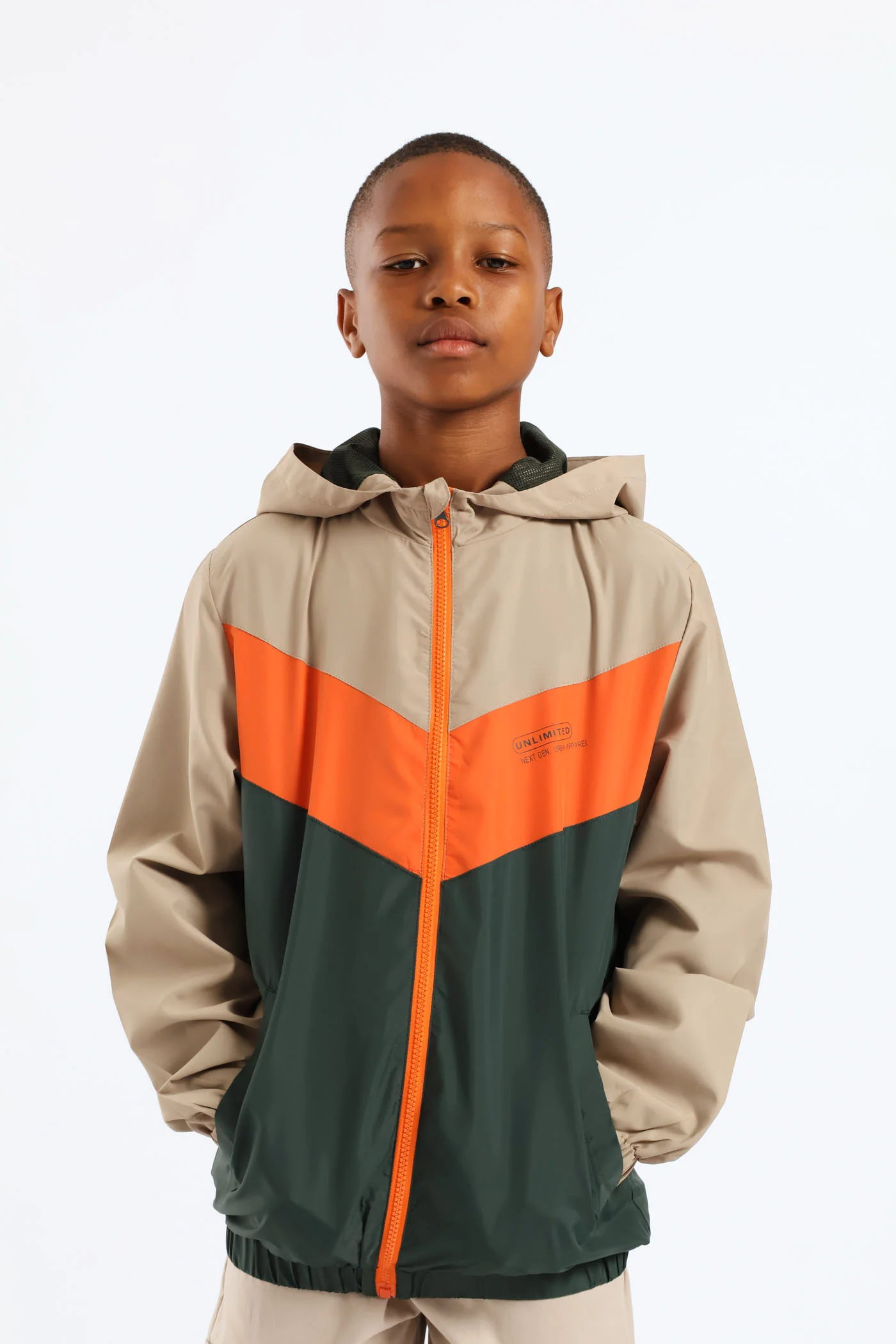Boys Windbreaker - Green/Coral - Image 6