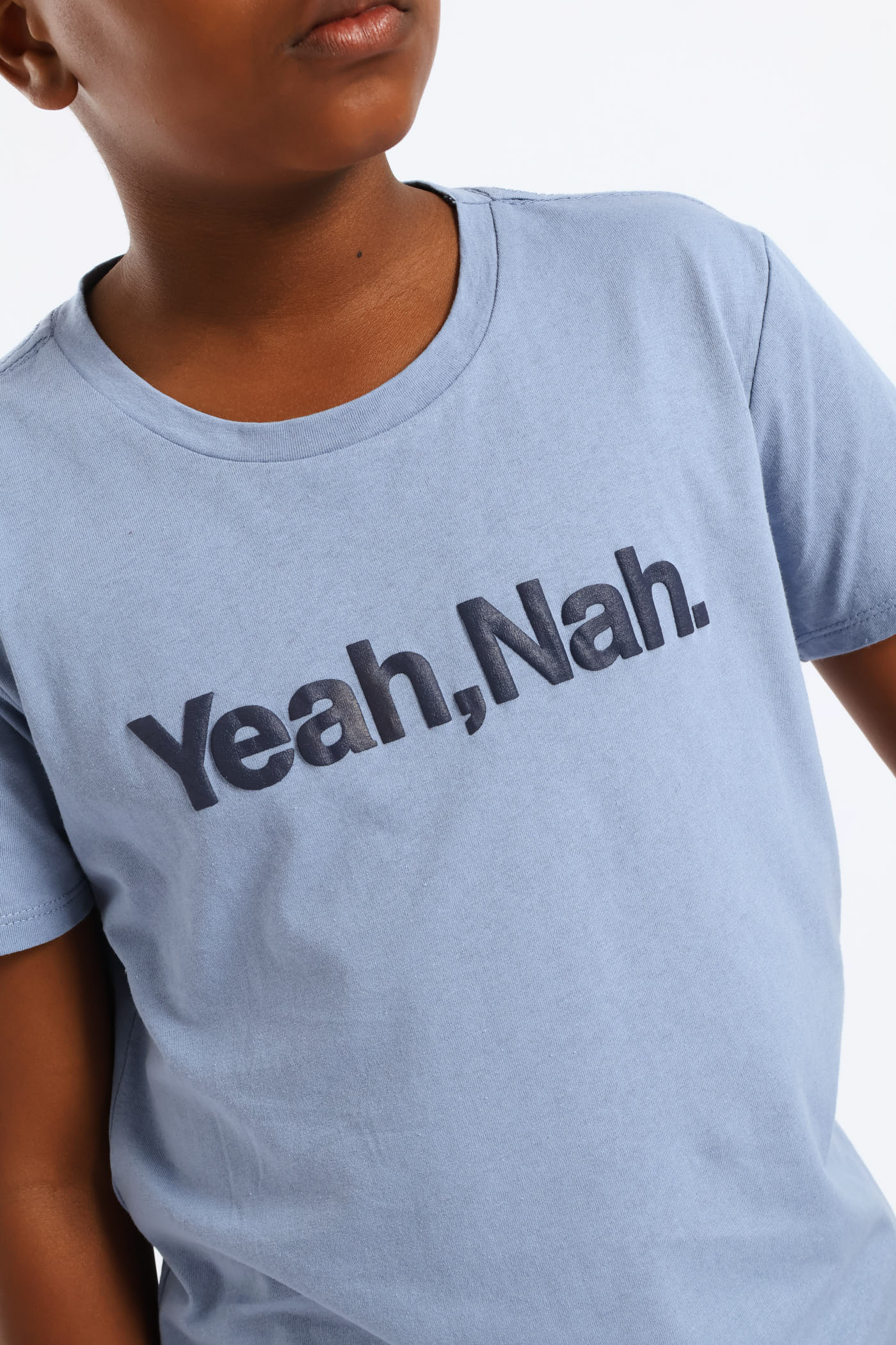 Boys Yeah Nah Print T-Shirt - Blue - Image 2
