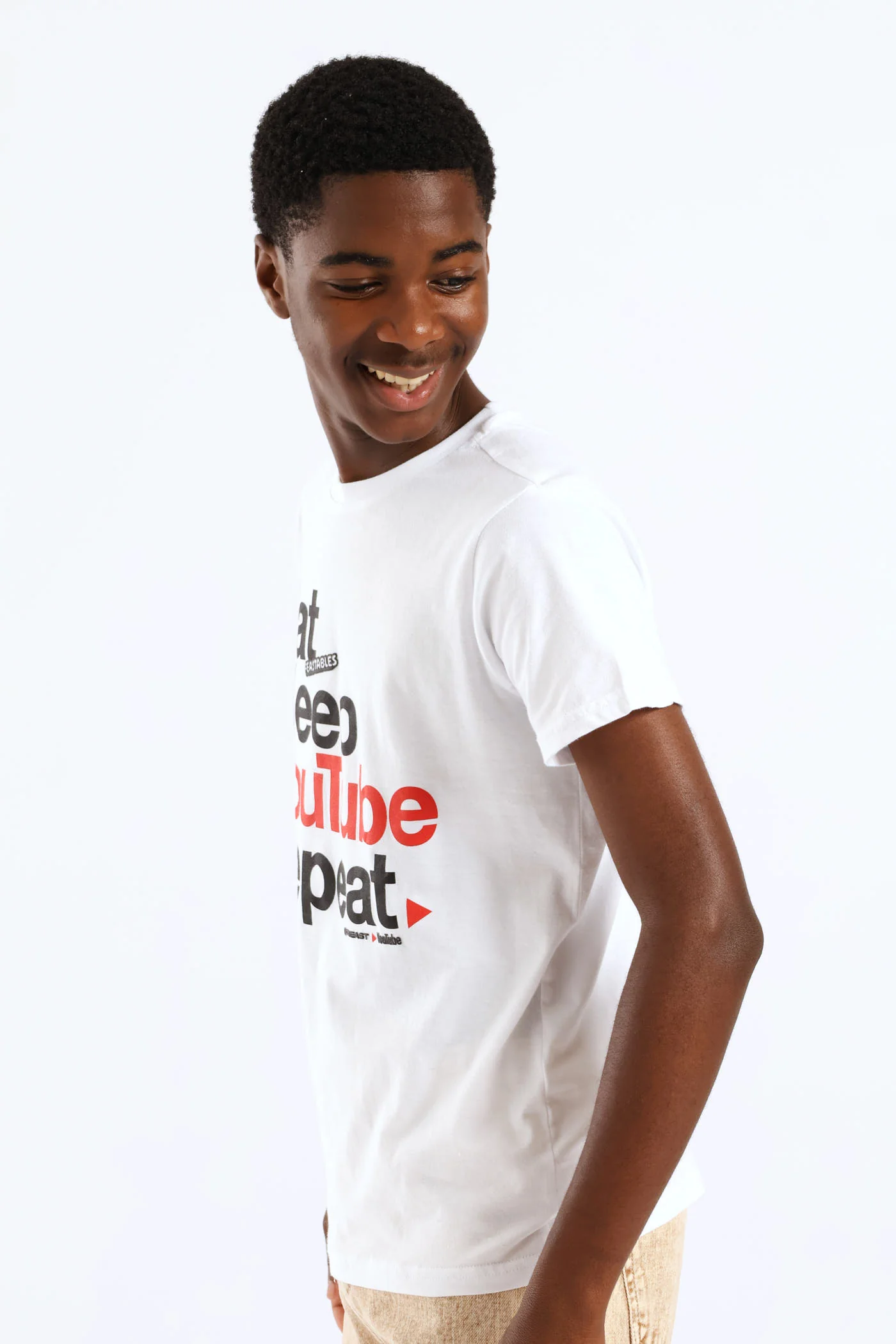 Boys Youtube T-Shirt - White - Image 3