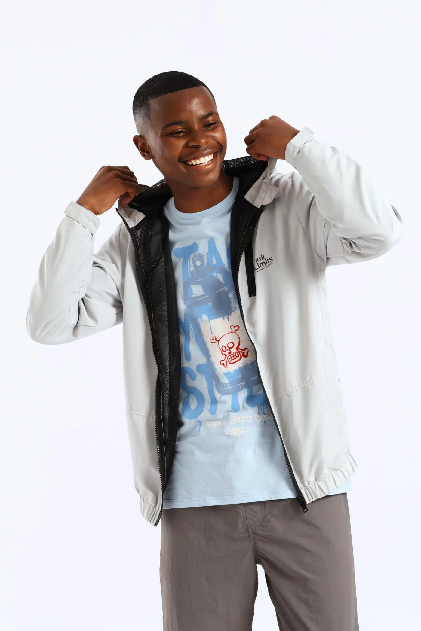 Boys Zip Windbreaker - Ice Grey - Image 2