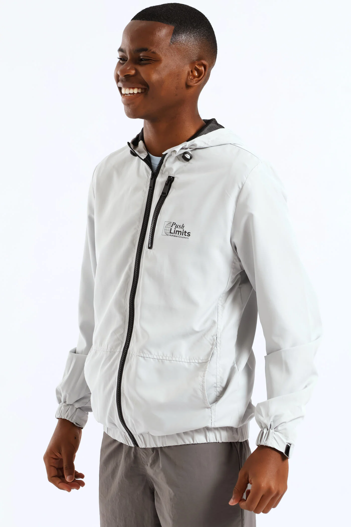 Boys Zip Windbreaker - Ice Grey - Image 3