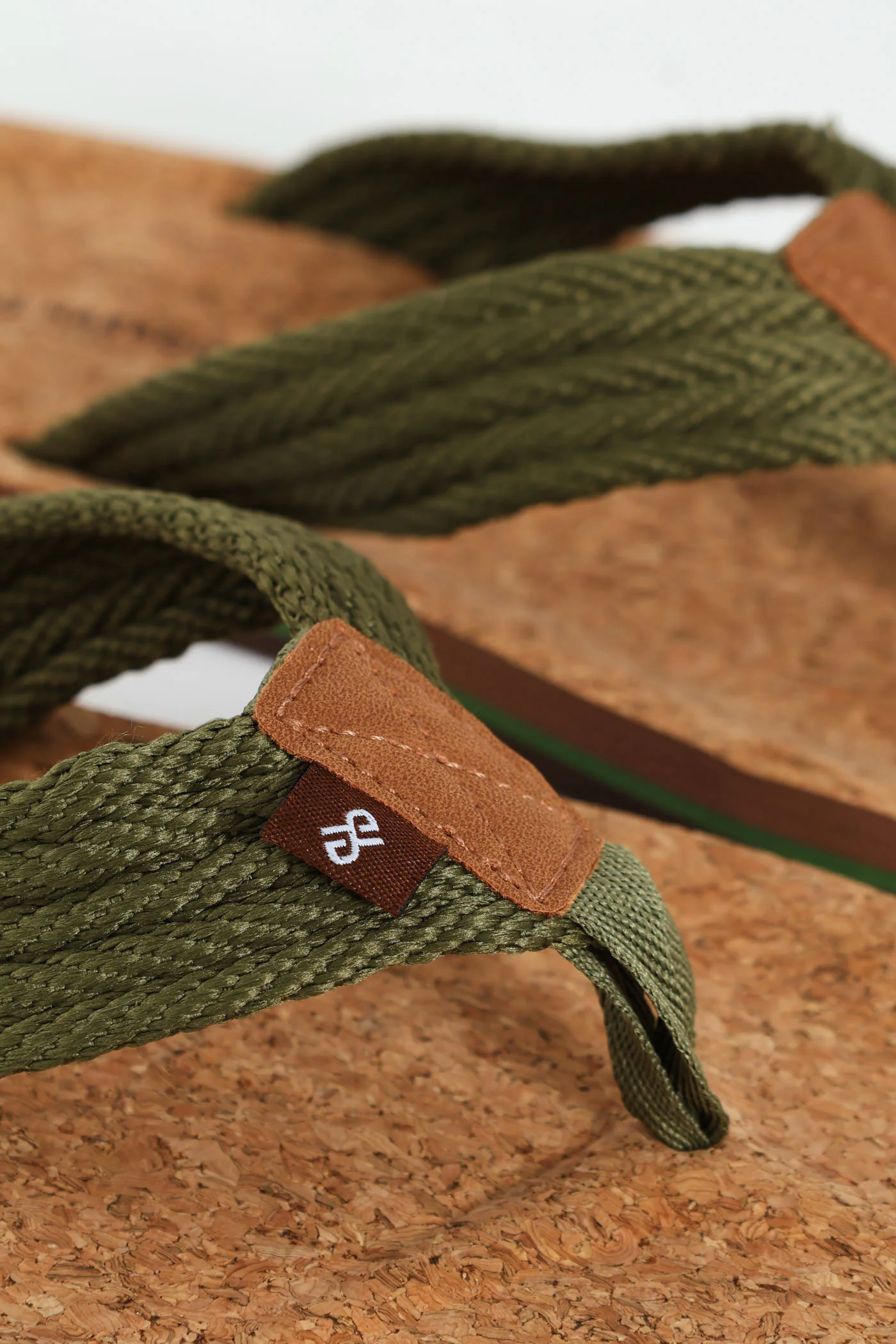 Braided Upper Wide Vamp Sole With Cork - Olive - Image 2