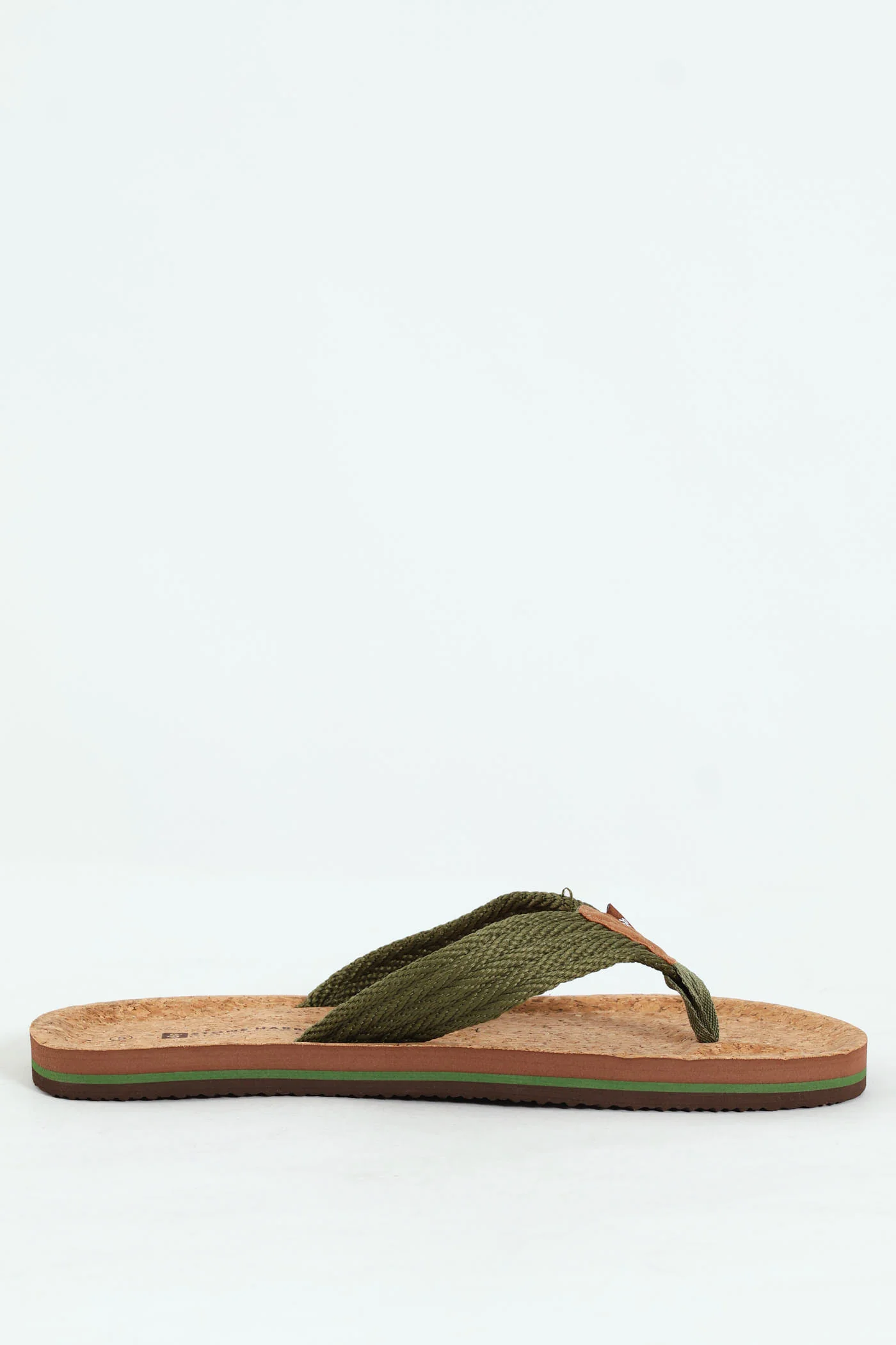 Braided Upper Wide Vamp Sole With Cork - Olive - Image 3