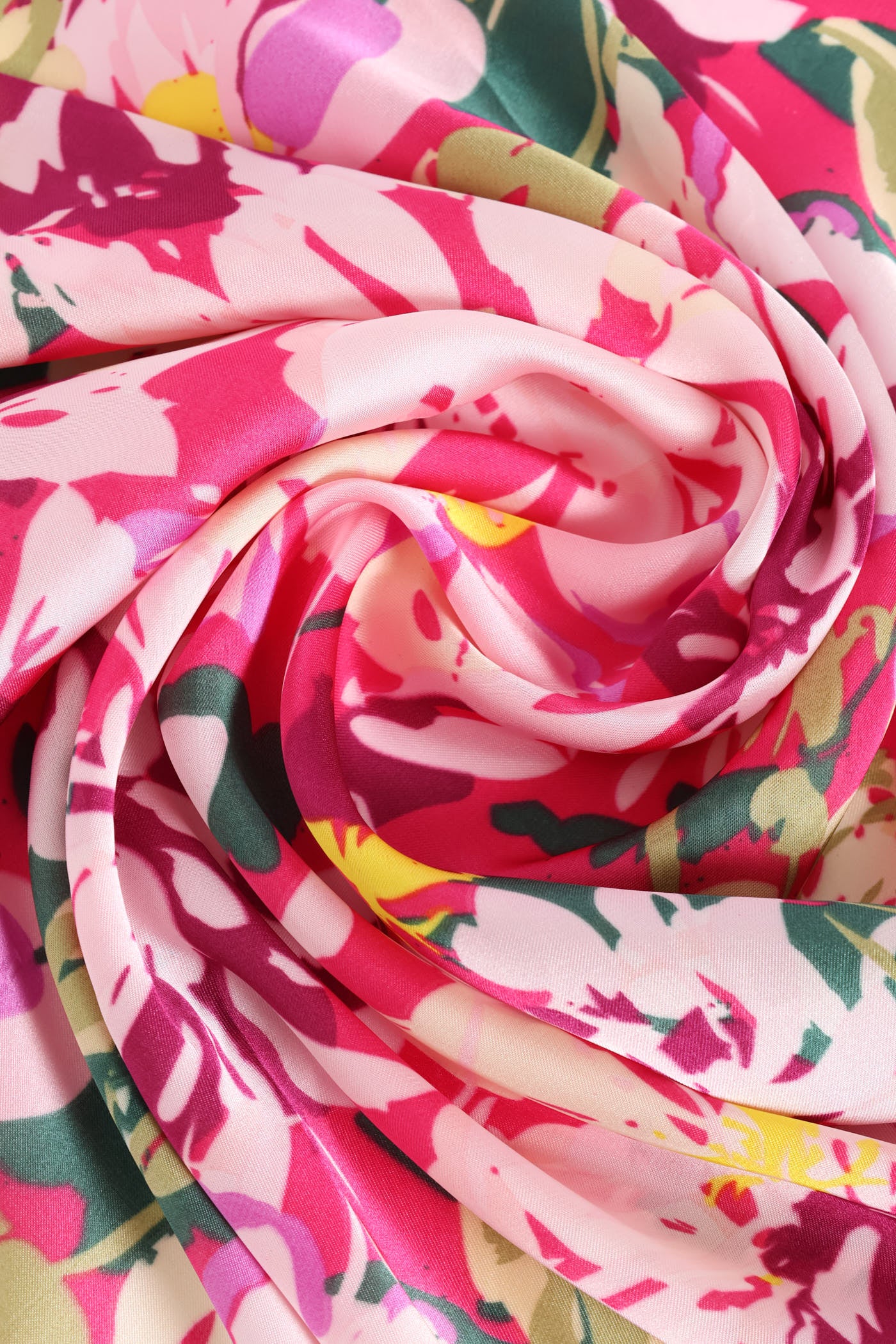 Bright Floral Satin Feel Scarf - Pink - Image 2