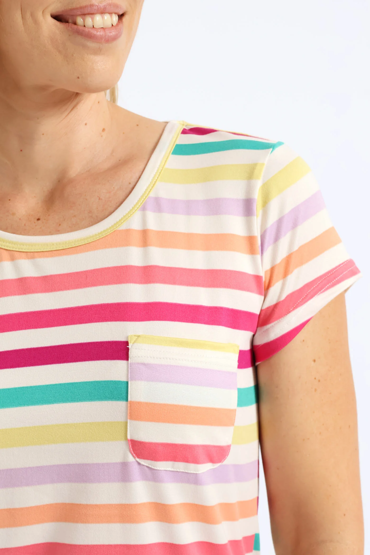 Bright Stripe Pocket Tee - White - Image 2
