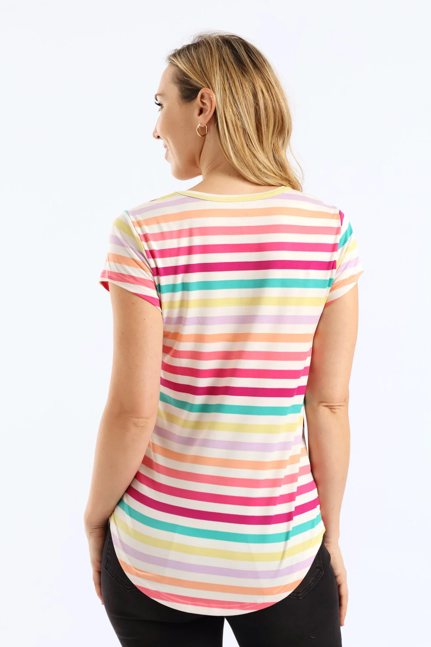 Bright Stripe Pocket Tee - White - Image 4