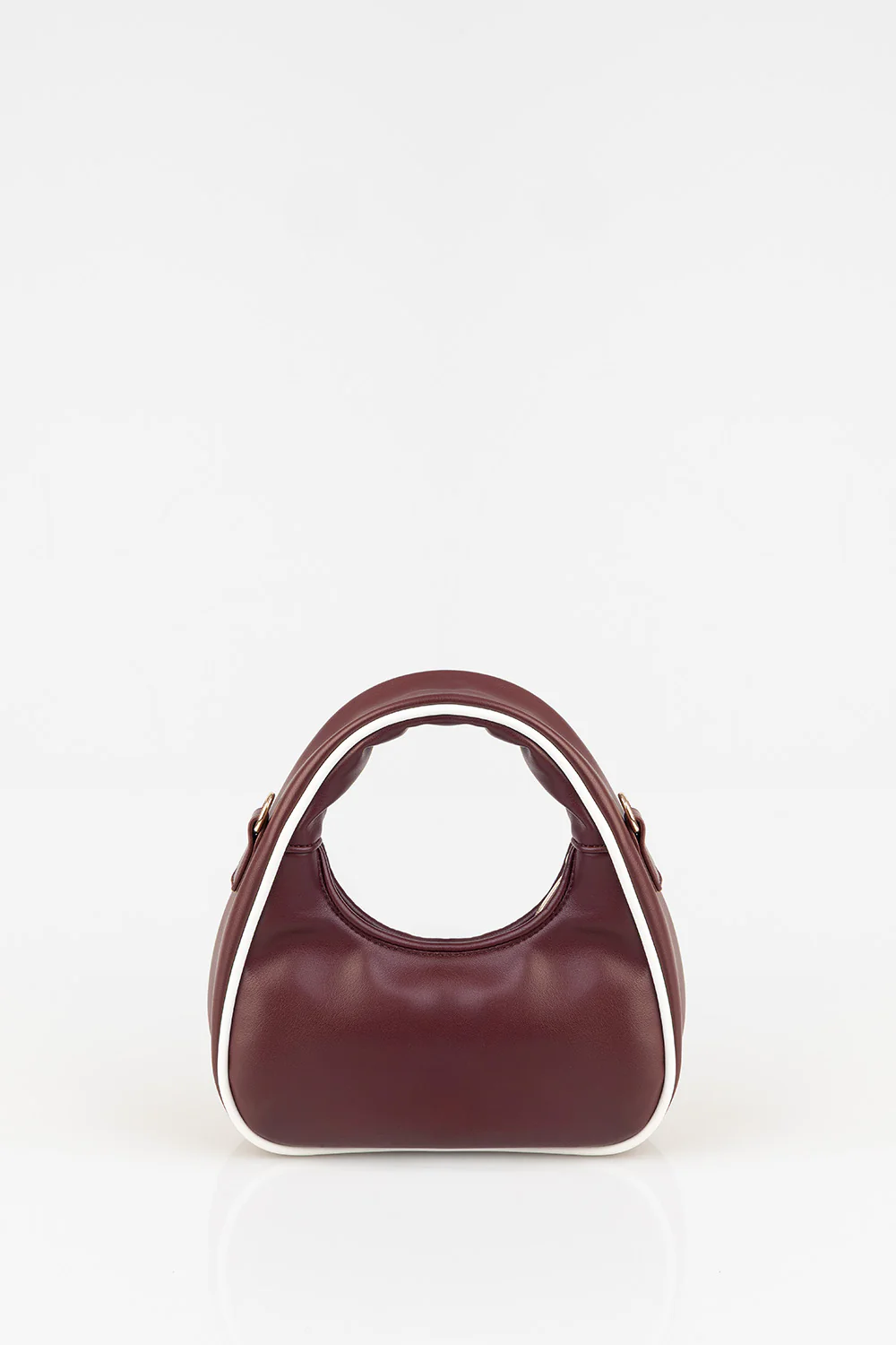 Brigitte Handbag With Piping Detail - Burgundy - Image 4
