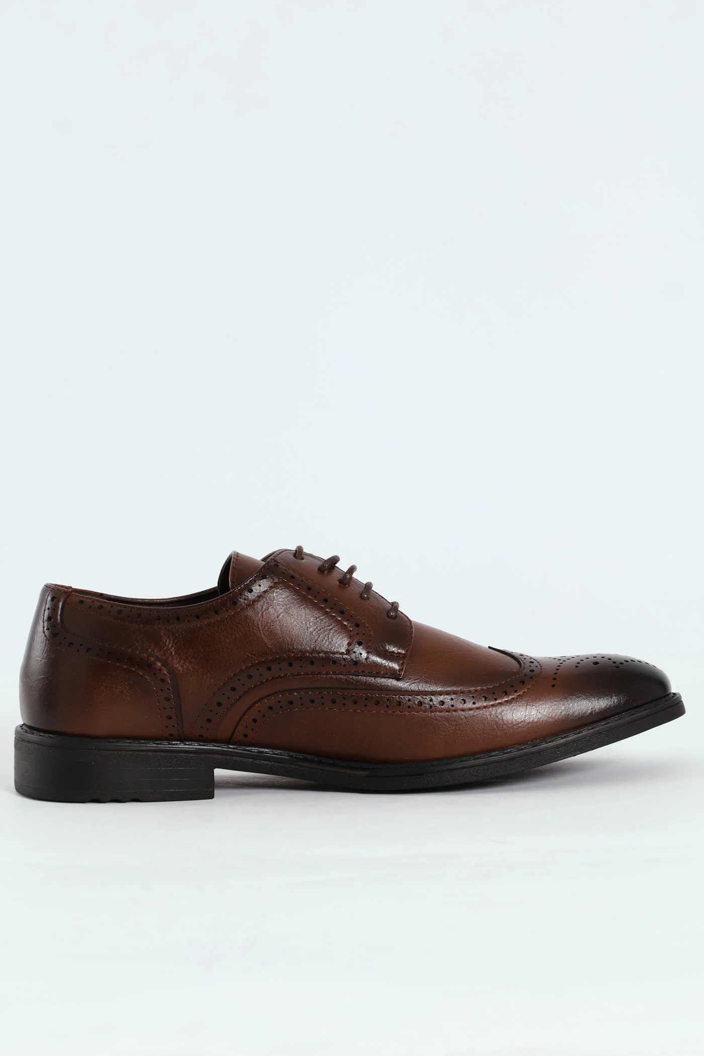 Brogue Detail Lace Up Shoe - Tan - Image 5