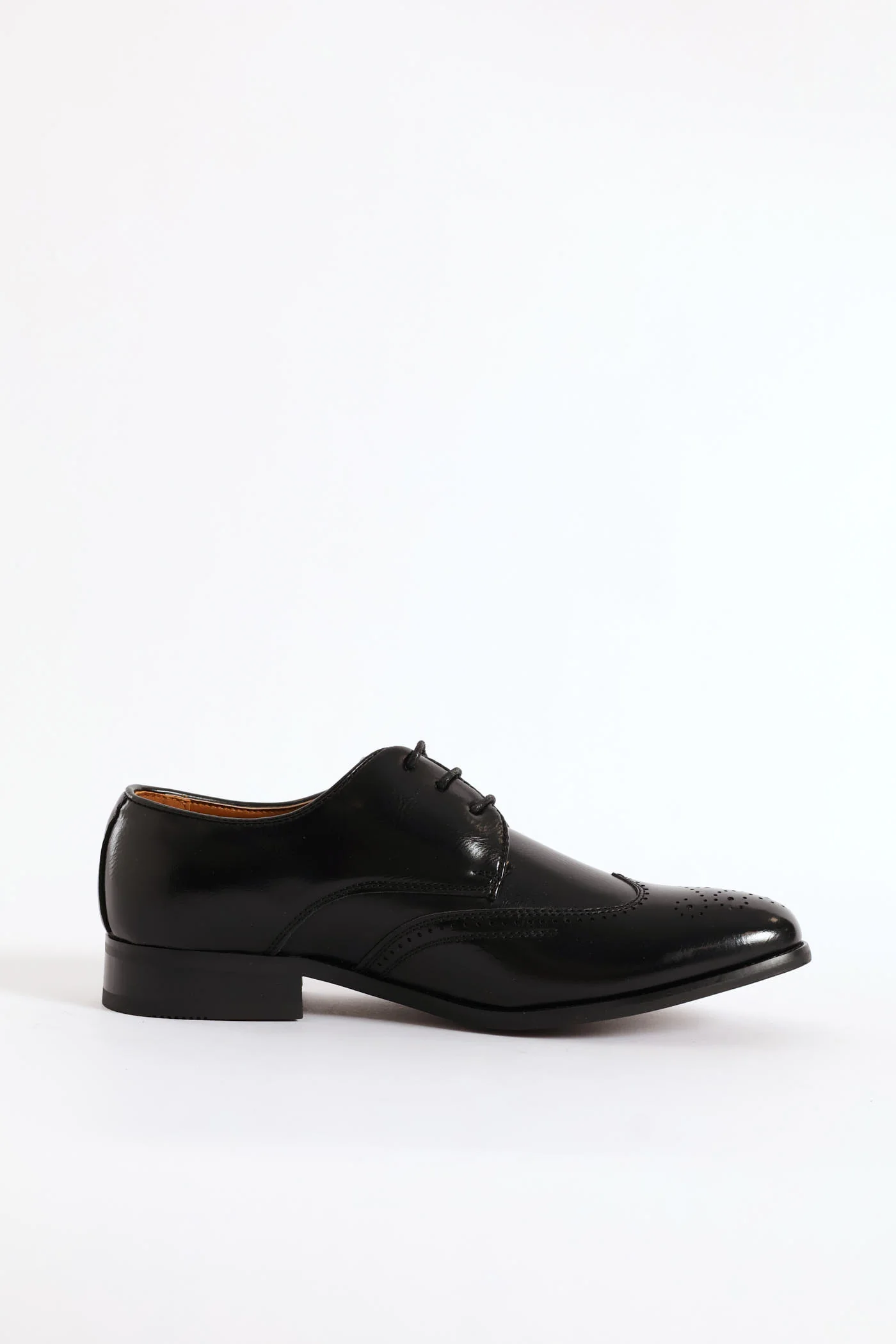 Brogue Wing Cap Derby Shoe - Black - Image 5