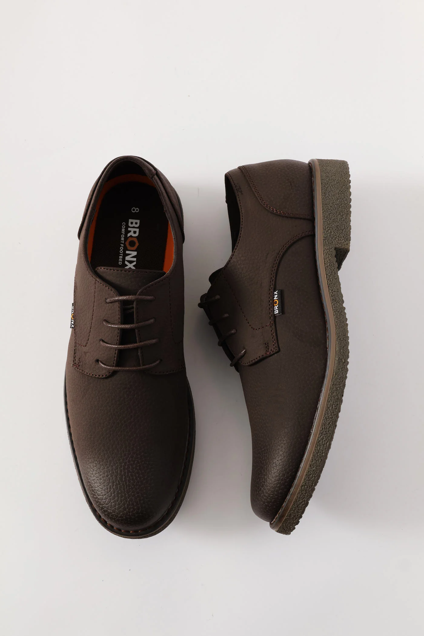 Bronx Lace Up Smart Casual Derby Shoe - Chocolate - Image 5