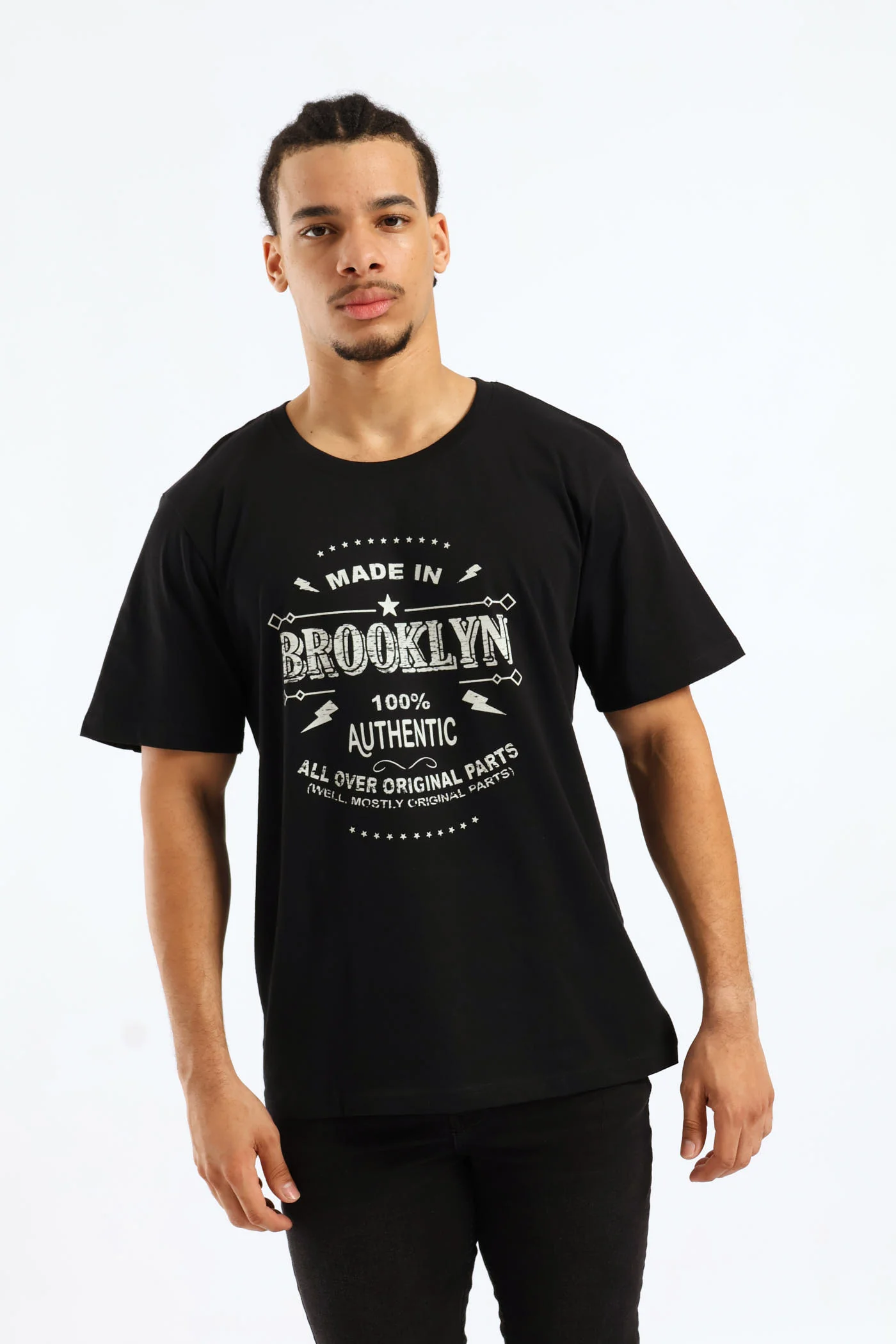 Brooklyn Basic Print Tee - Black - Image 2