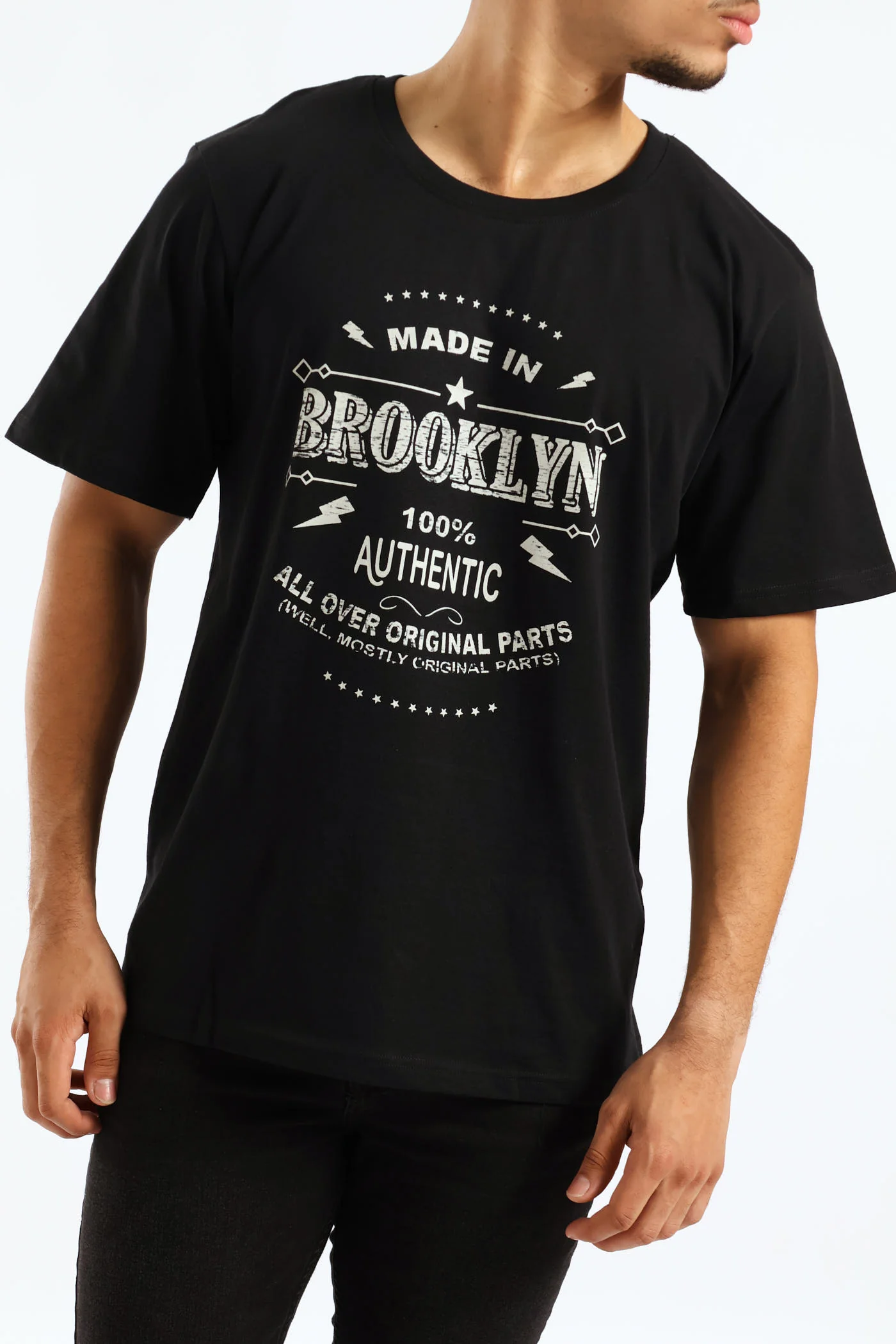 Brooklyn Basic Print Tee - Black - Image 3