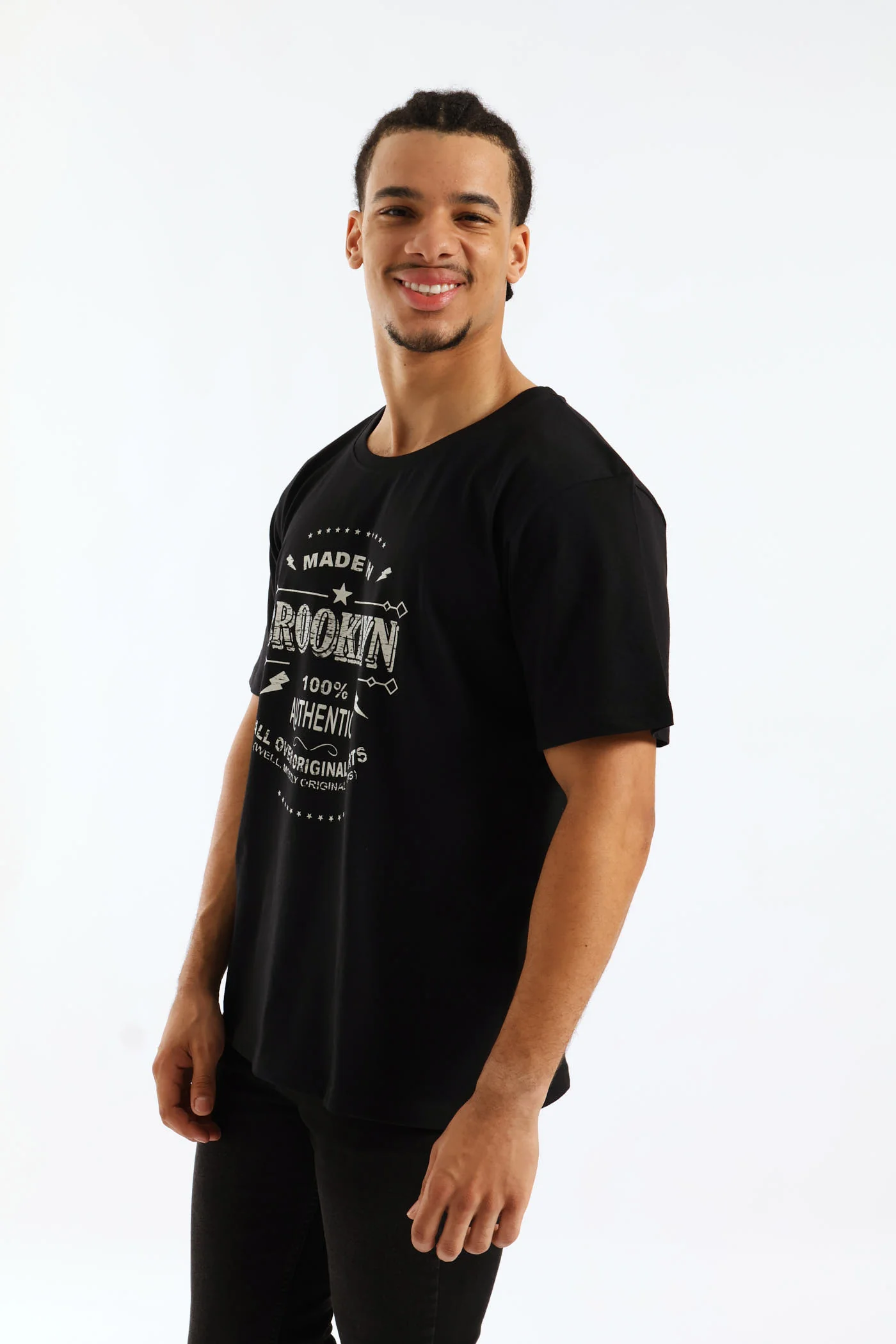 Brooklyn Basic Print Tee - Black - Image 4