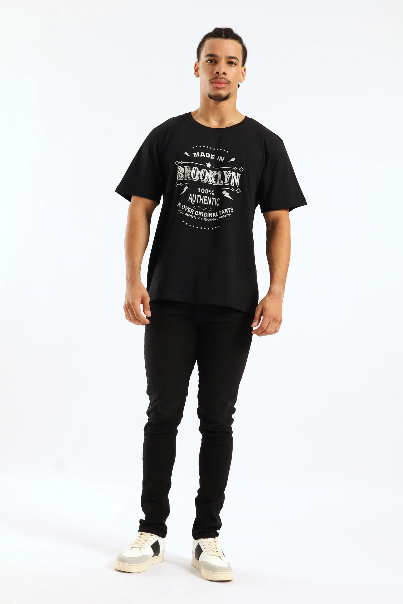 Brooklyn Basic Print Tee - Black - Image 5