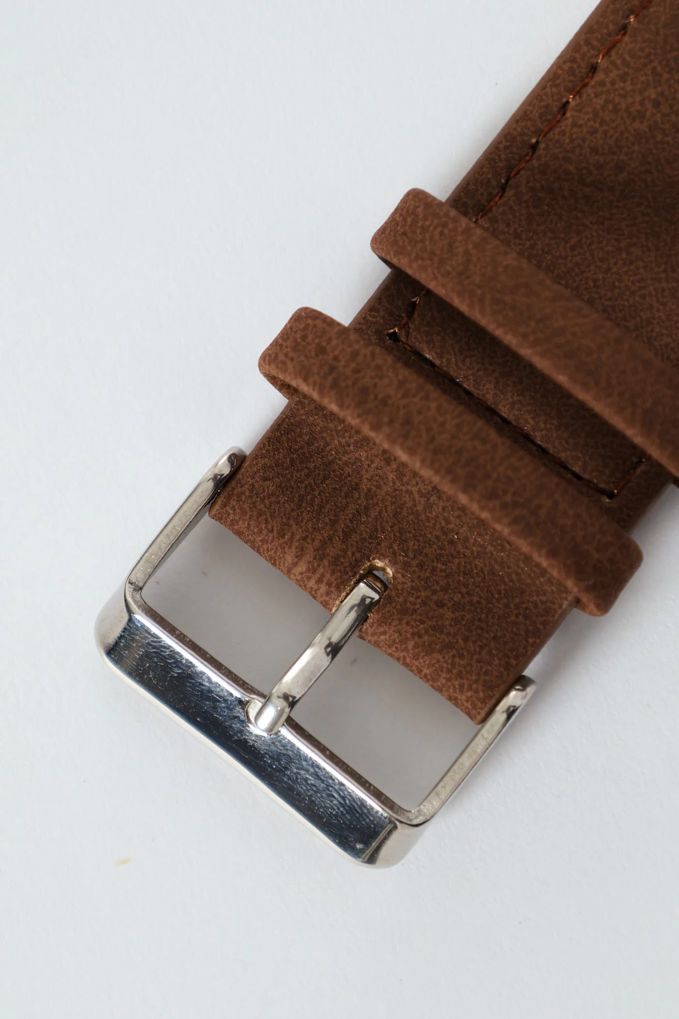 Brushed Metal Pu Strap Watch - Brown - Image 3