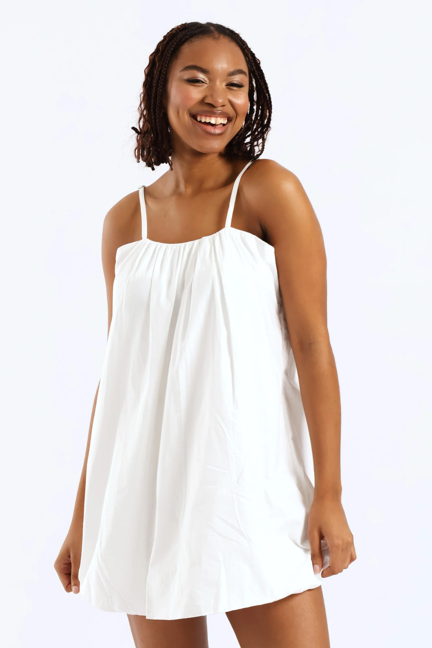 Bubble Hem Bows Mini Dress - White - Image 6