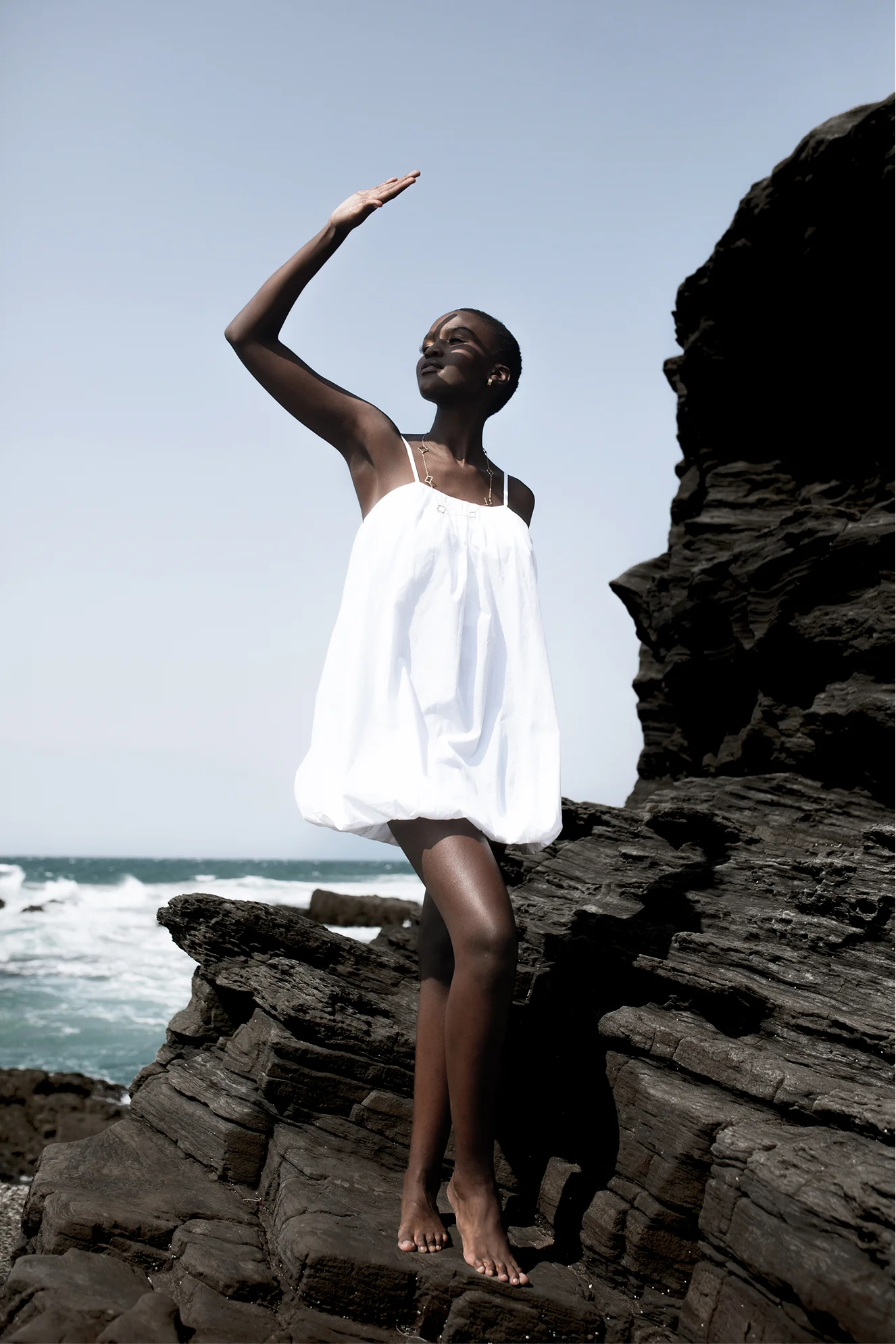 Bubble Hem Bows Mini Dress - White - Image 8