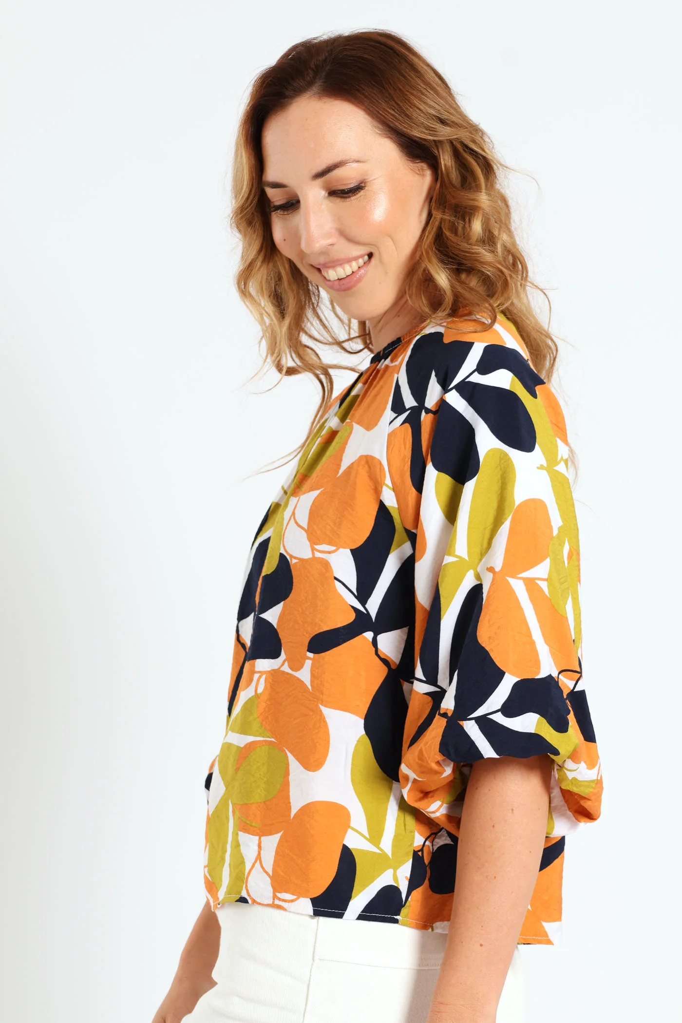 Bubble Raglan Sleeve Printed Blouse - Multi - Image 2