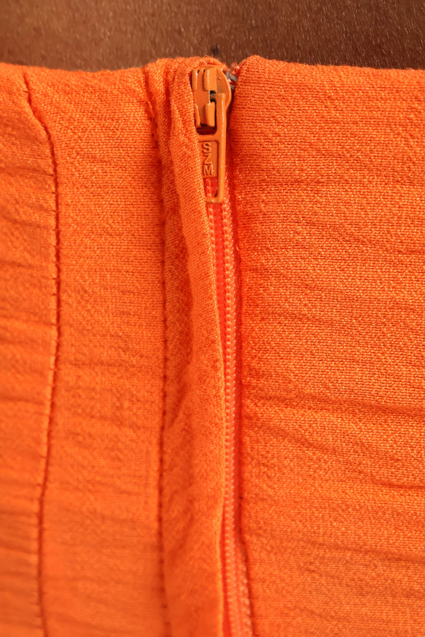 Bubble Short Sleeve Square Neck Pannelled Mini Dress - Orange - Image 6