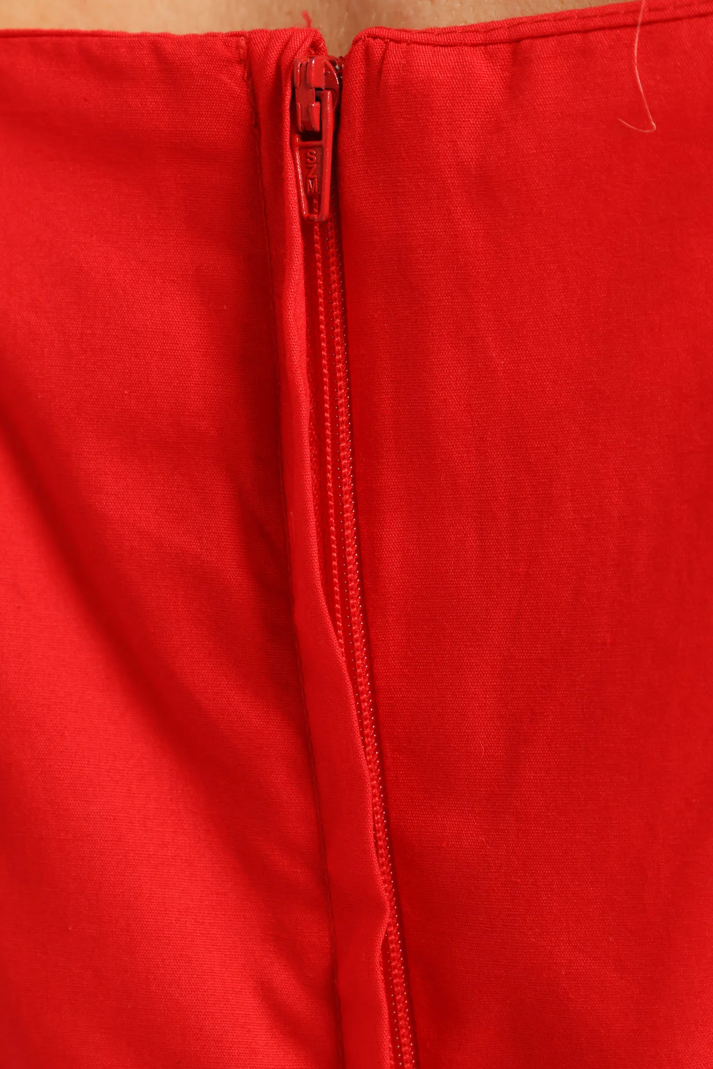 Bubble Sleeve Square Neck Panelled Midaxi Dress - Red - Image 6