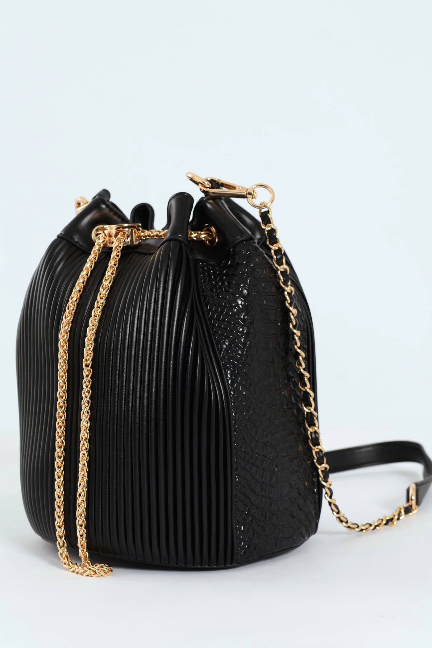 Bucket Bag With Front Chain - Black - Image 2