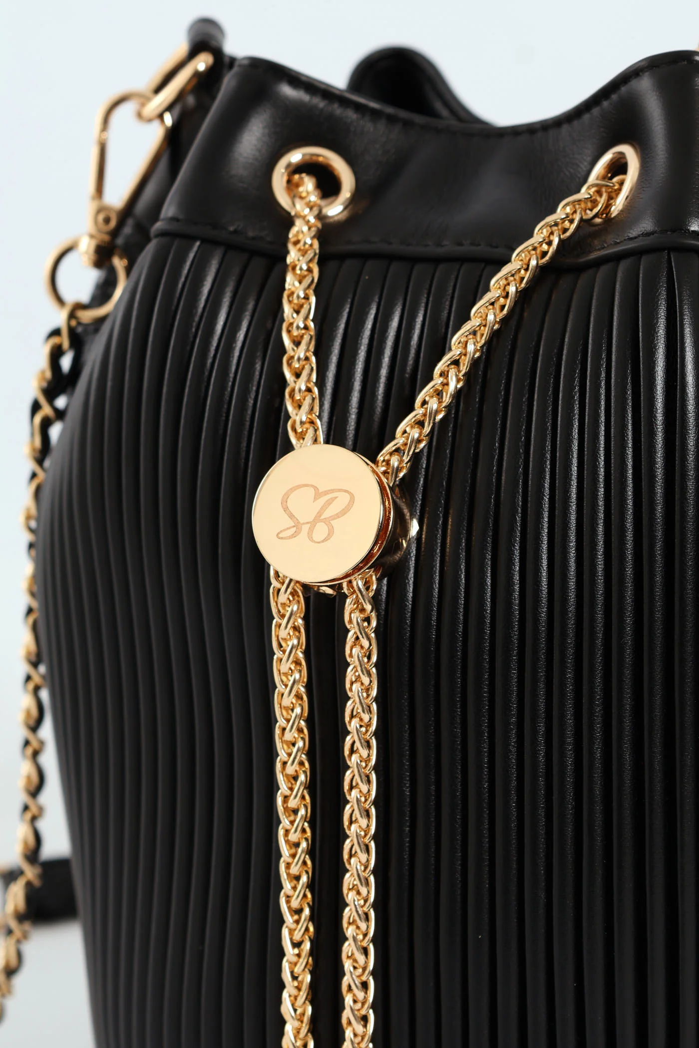 Bucket Bag With Front Chain - Black - Image 4