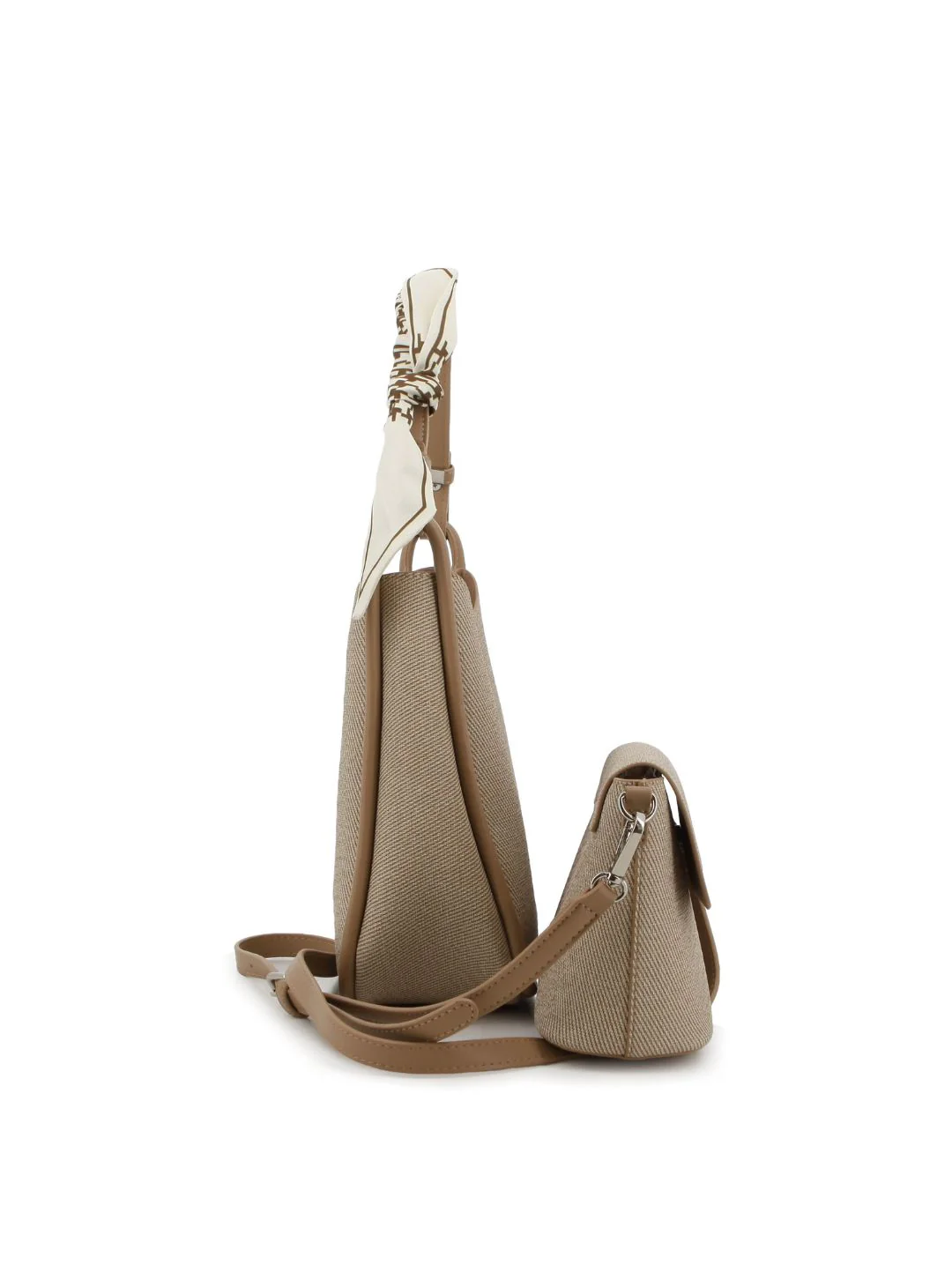 Bucket Bag With Inner Crossbody Bag - Beige - Image 4