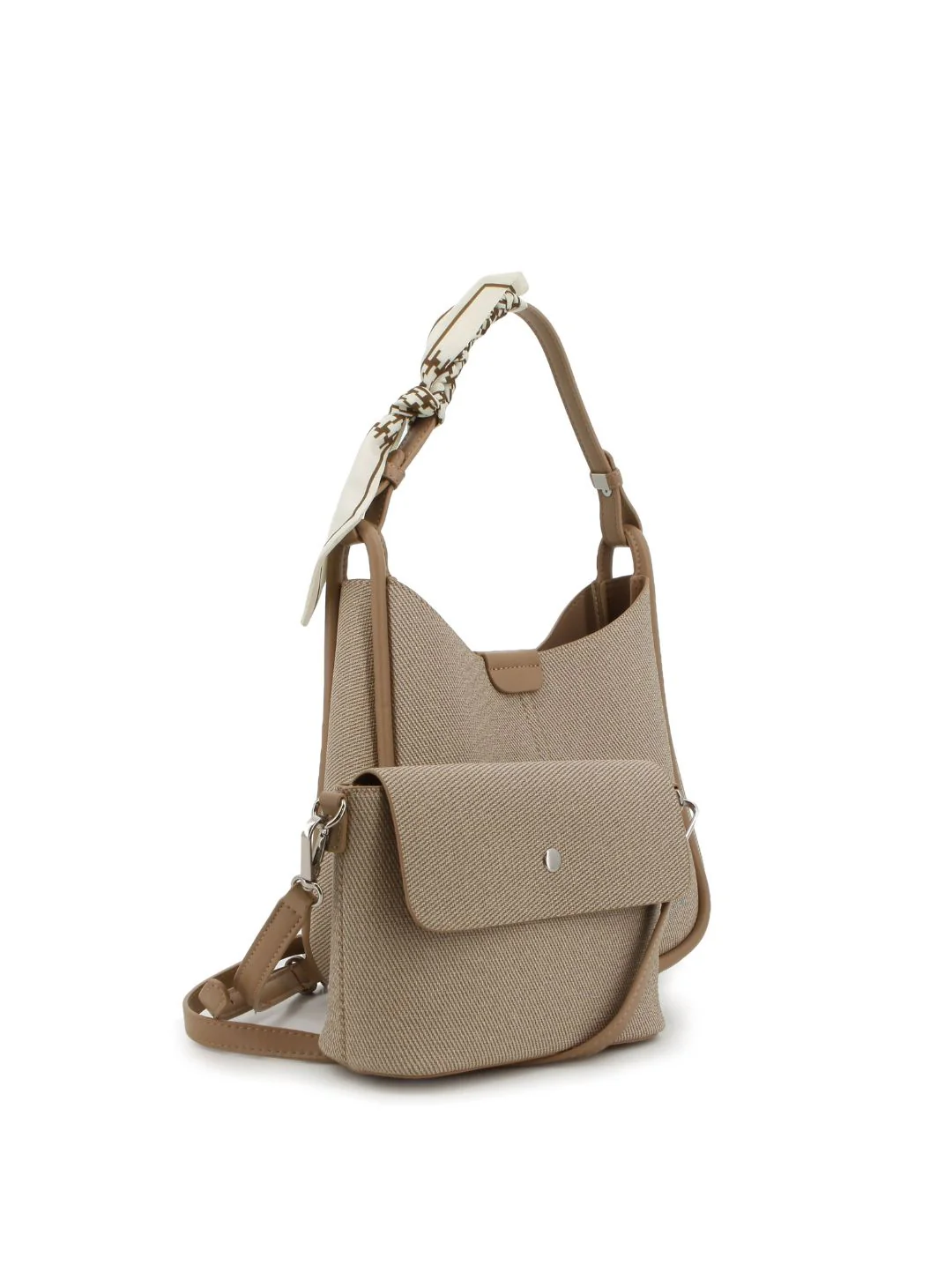 Bucket Bag With Inner Crossbody Bag - Beige - Image 5
