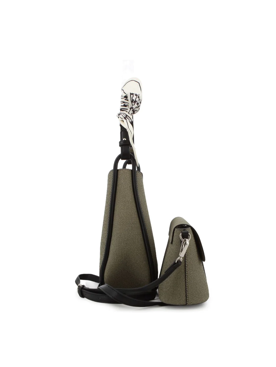 Bucket Bag With Inner Crossbody Bag - Black - Image 5